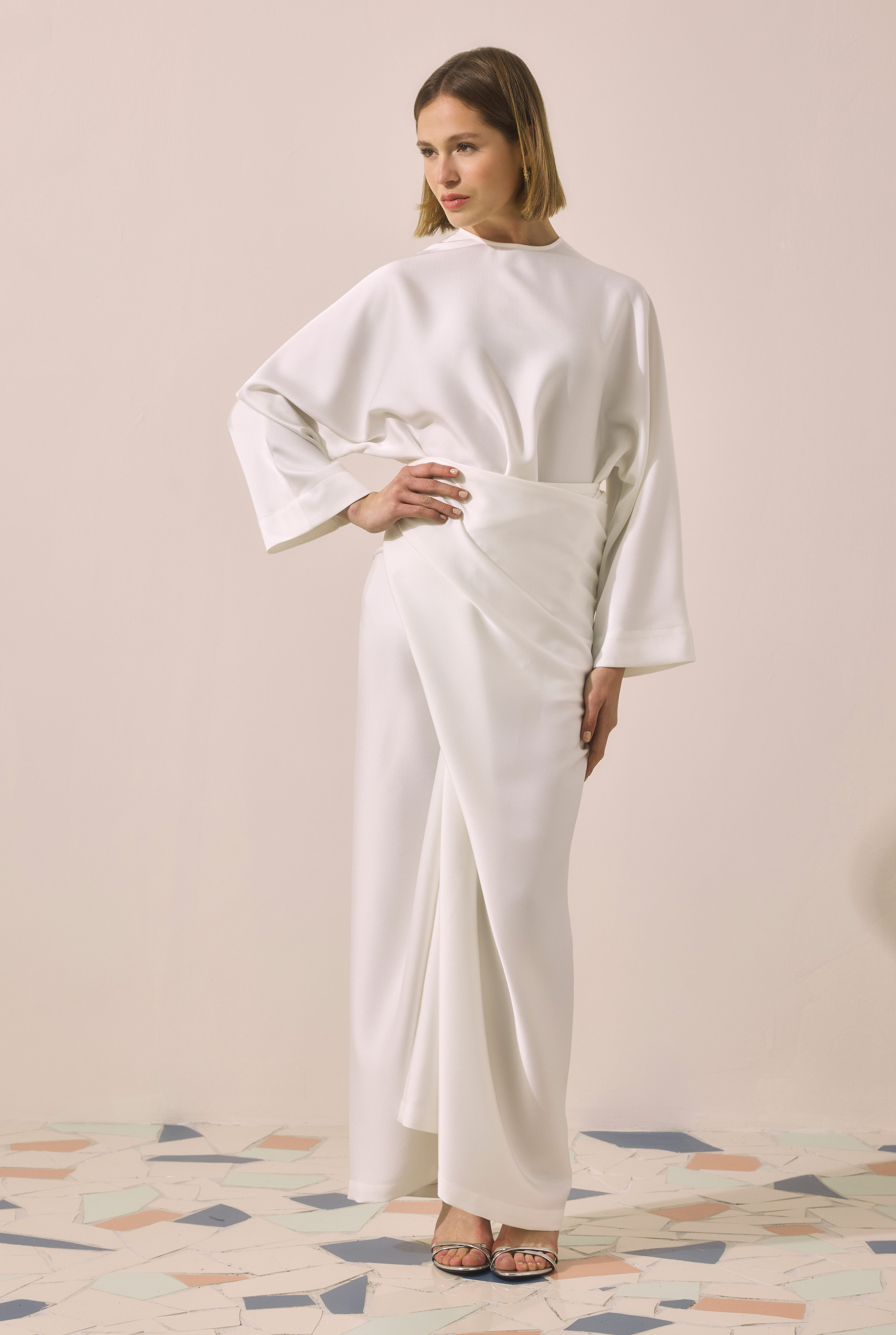 Two-piece Basic Dress Ecru - 6