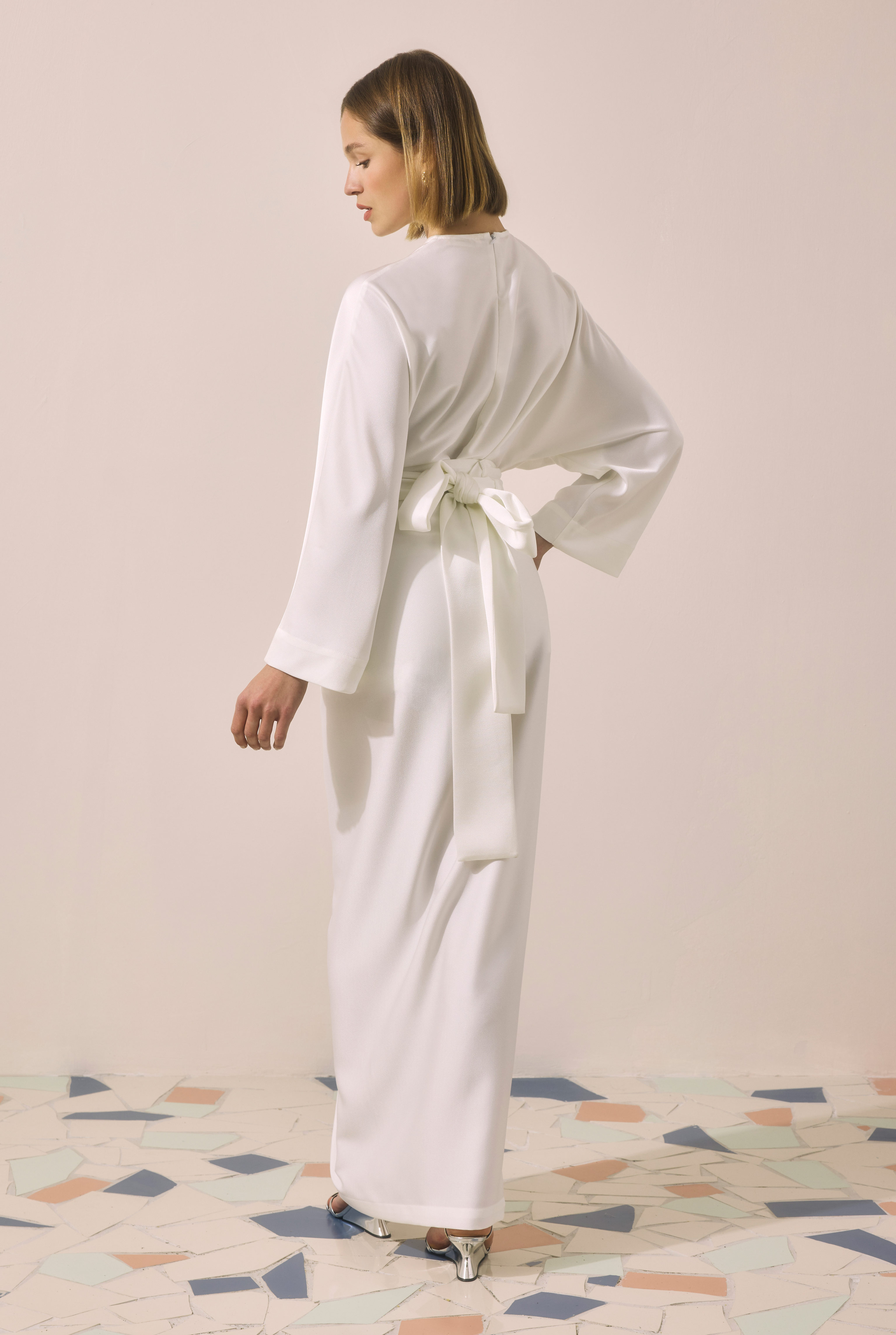 Two-piece Basic Dress Ecru - 5