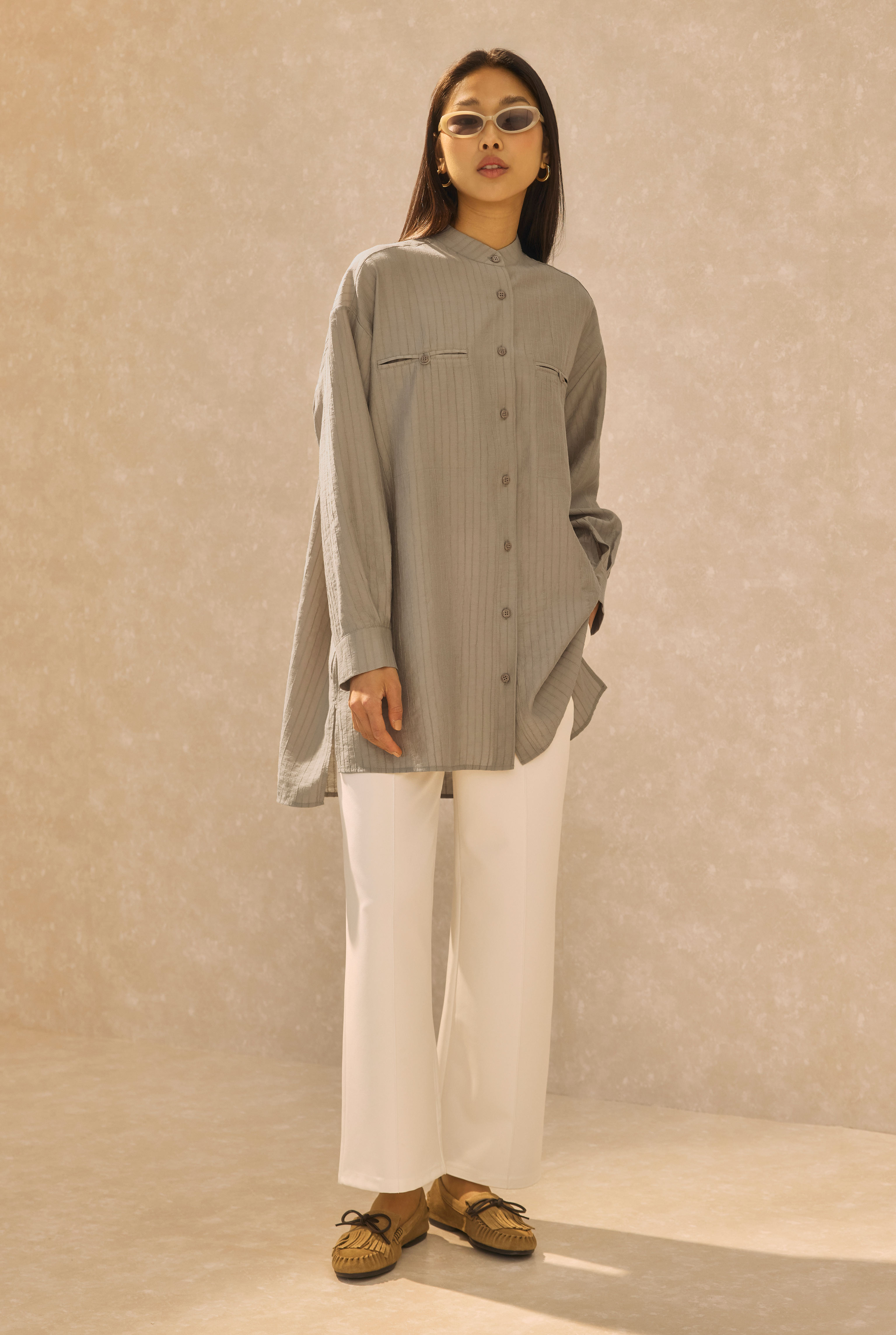 Welt Pocket Detail Shirt Dark Stone - HE-QA