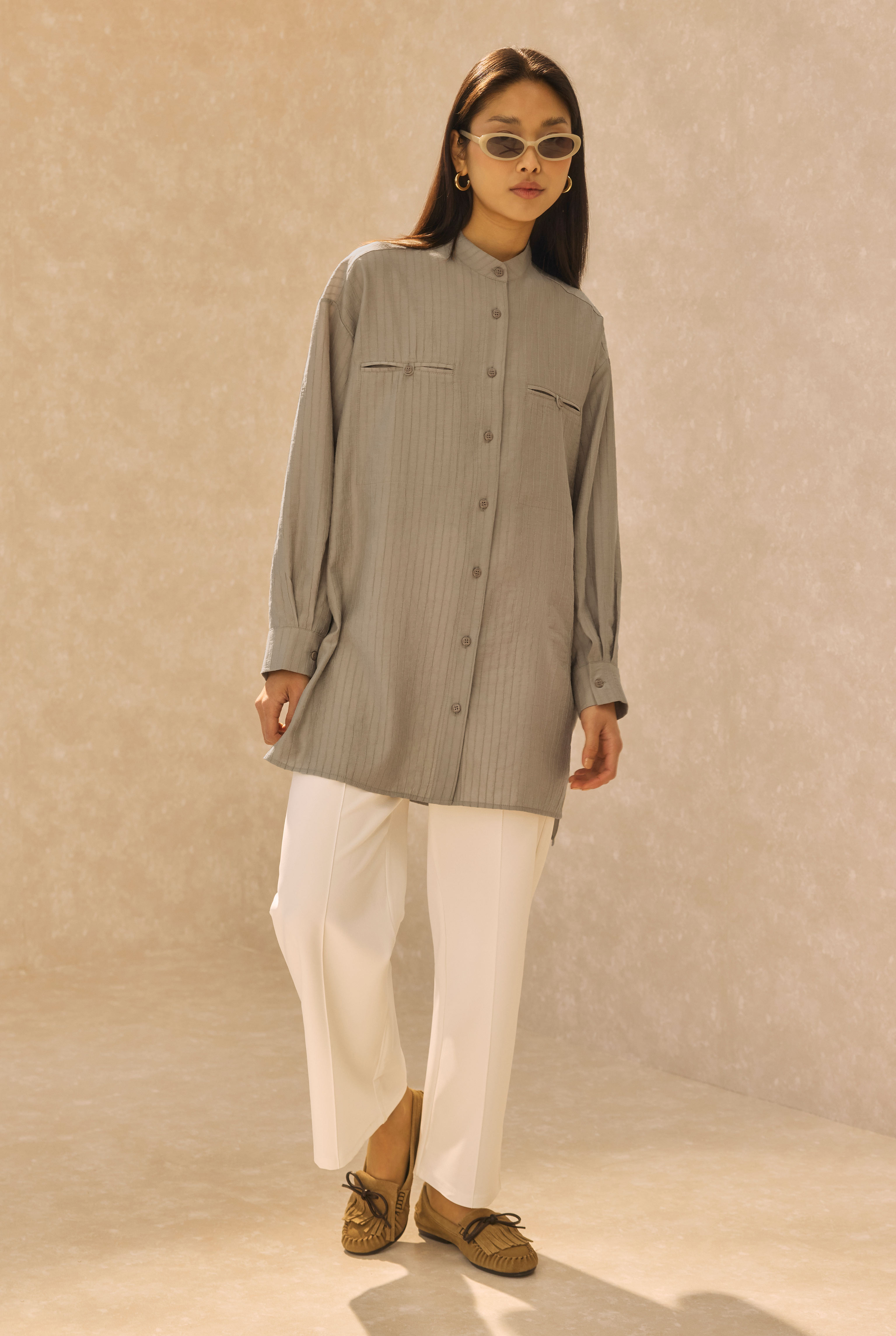 Welt Pocket Detail Shirt Dark Stone - 3