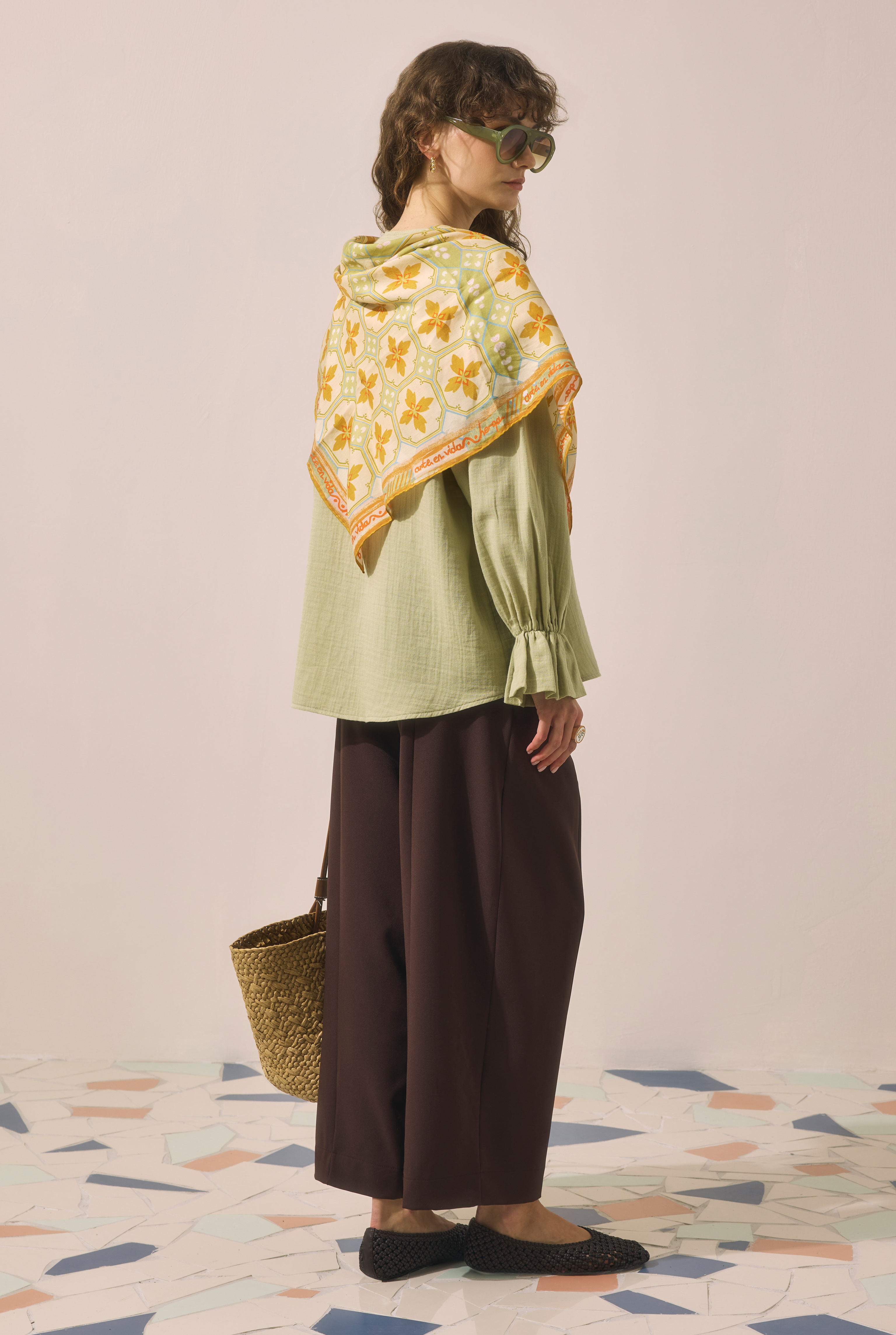 Flowy Muslin Shirt Sage Green - 4