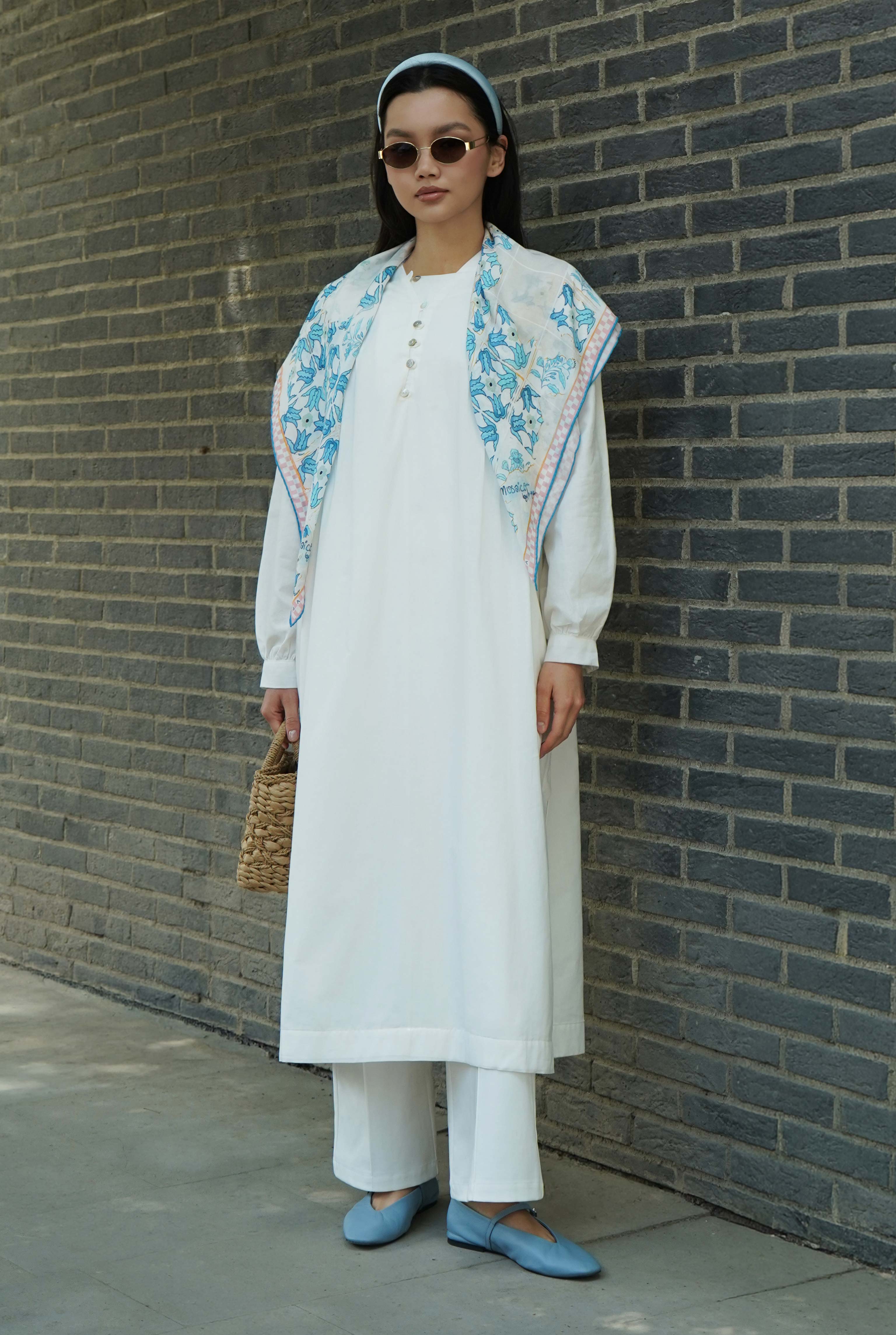 Pintuck Detailed Long Tunic Ecru - HE-QA