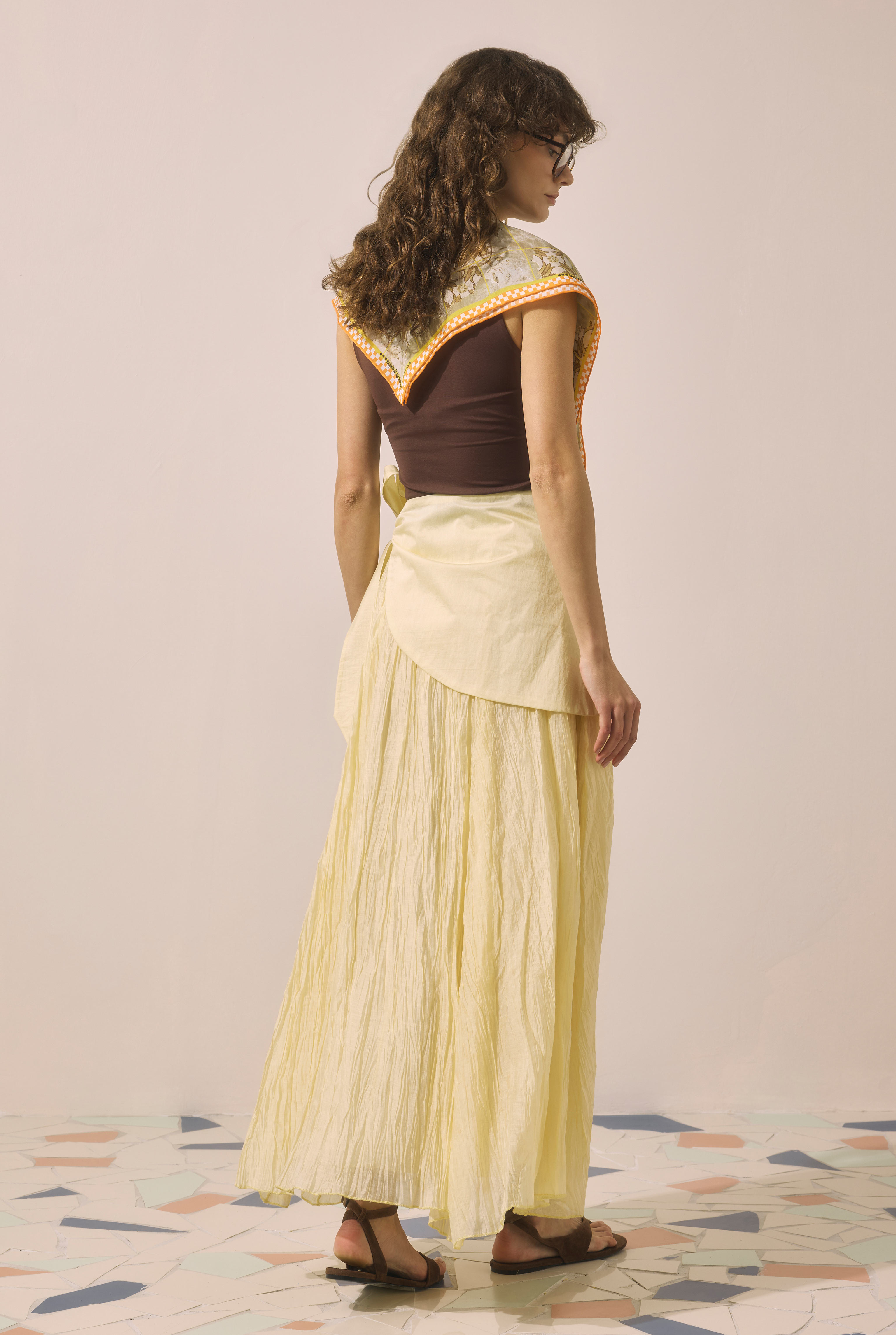 Tie Detail Layered Skirt Vanilla - 5