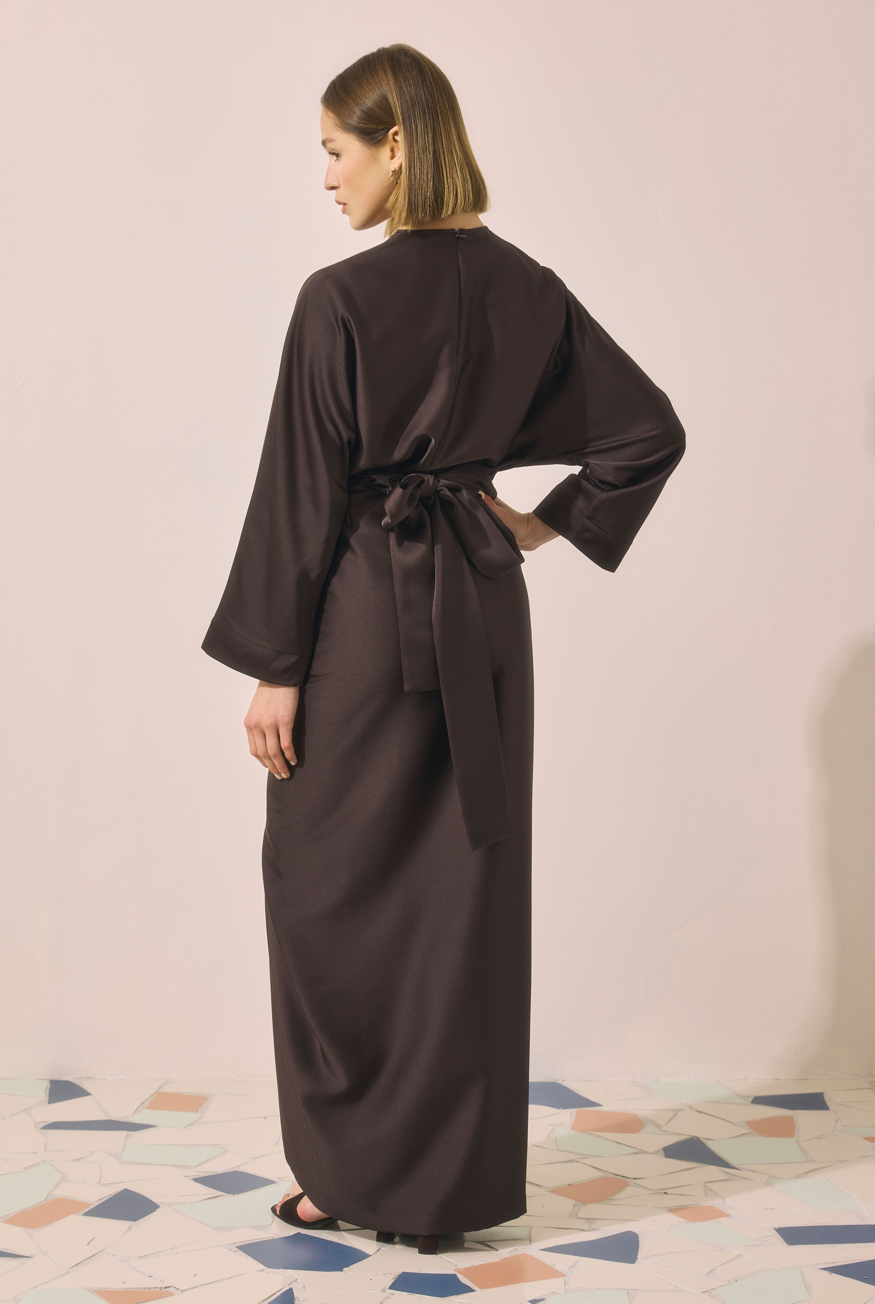 Two-piece Basic Dress Dark Brown - 4