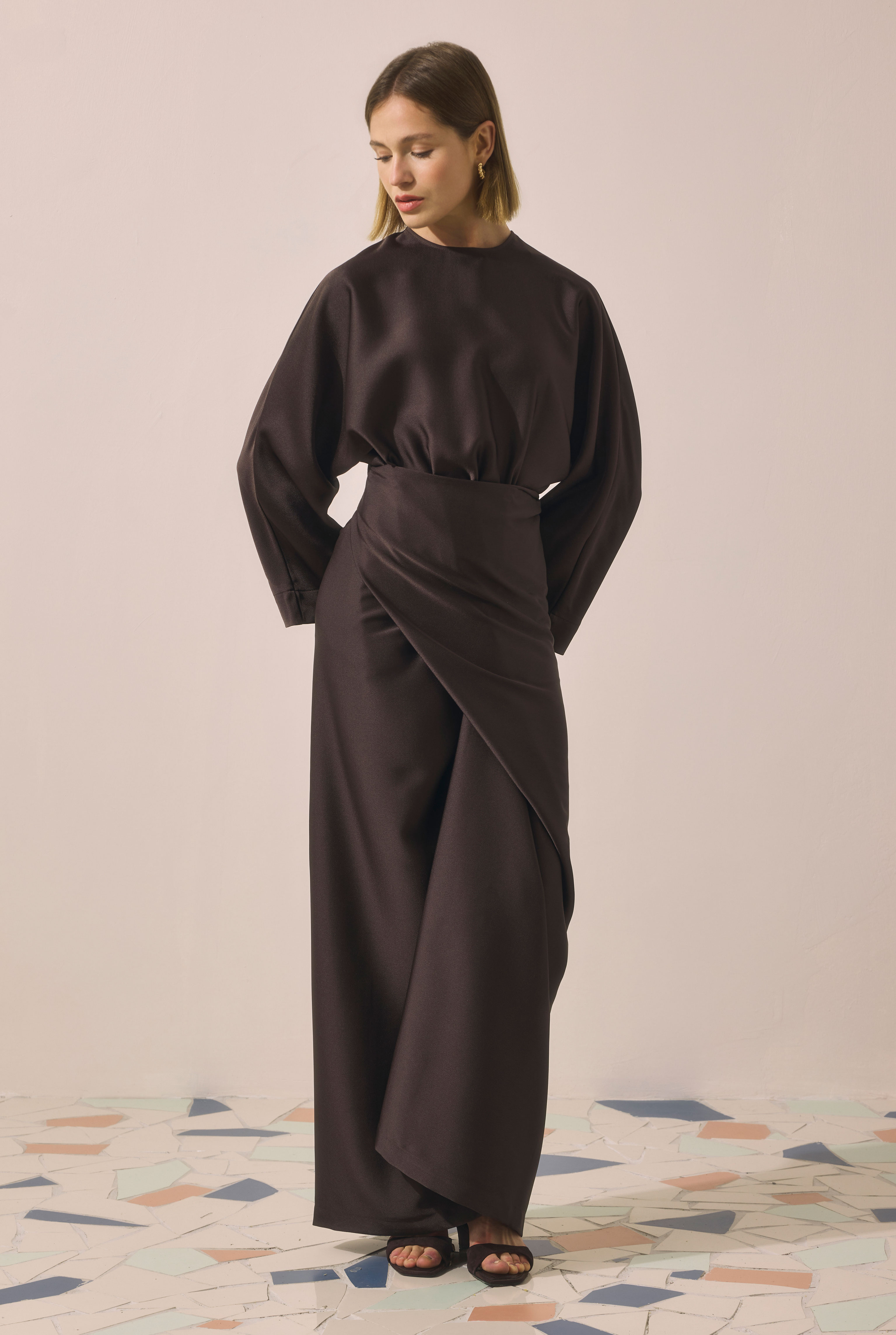 Two-piece Basic Dress Dark Brown - 3