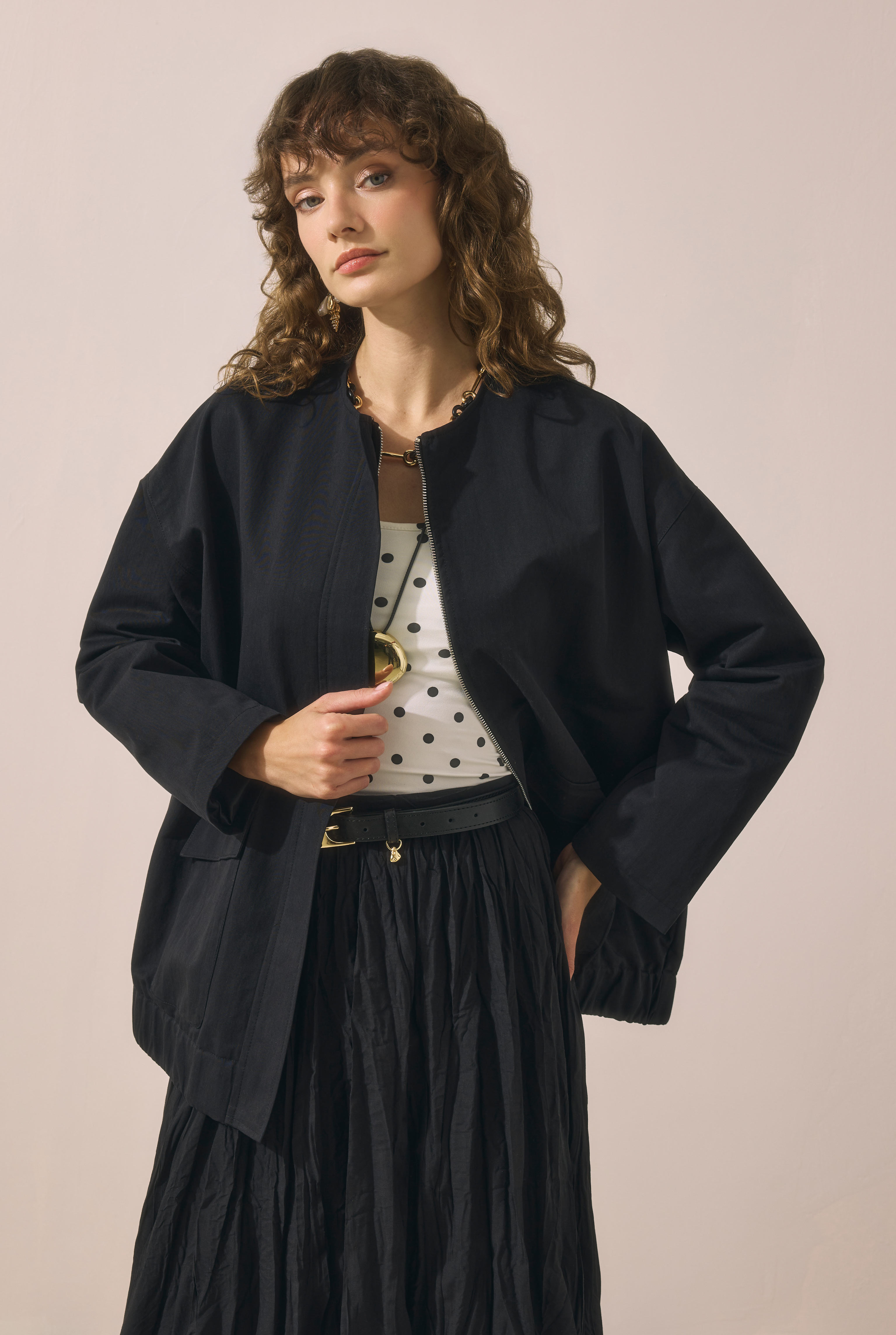 Canvas Bomber Jacket Black - HE-QA