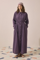 Embroidered Cotton Dress Retro Violet 