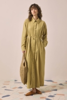 Embroidered Cotton Dress Camel 