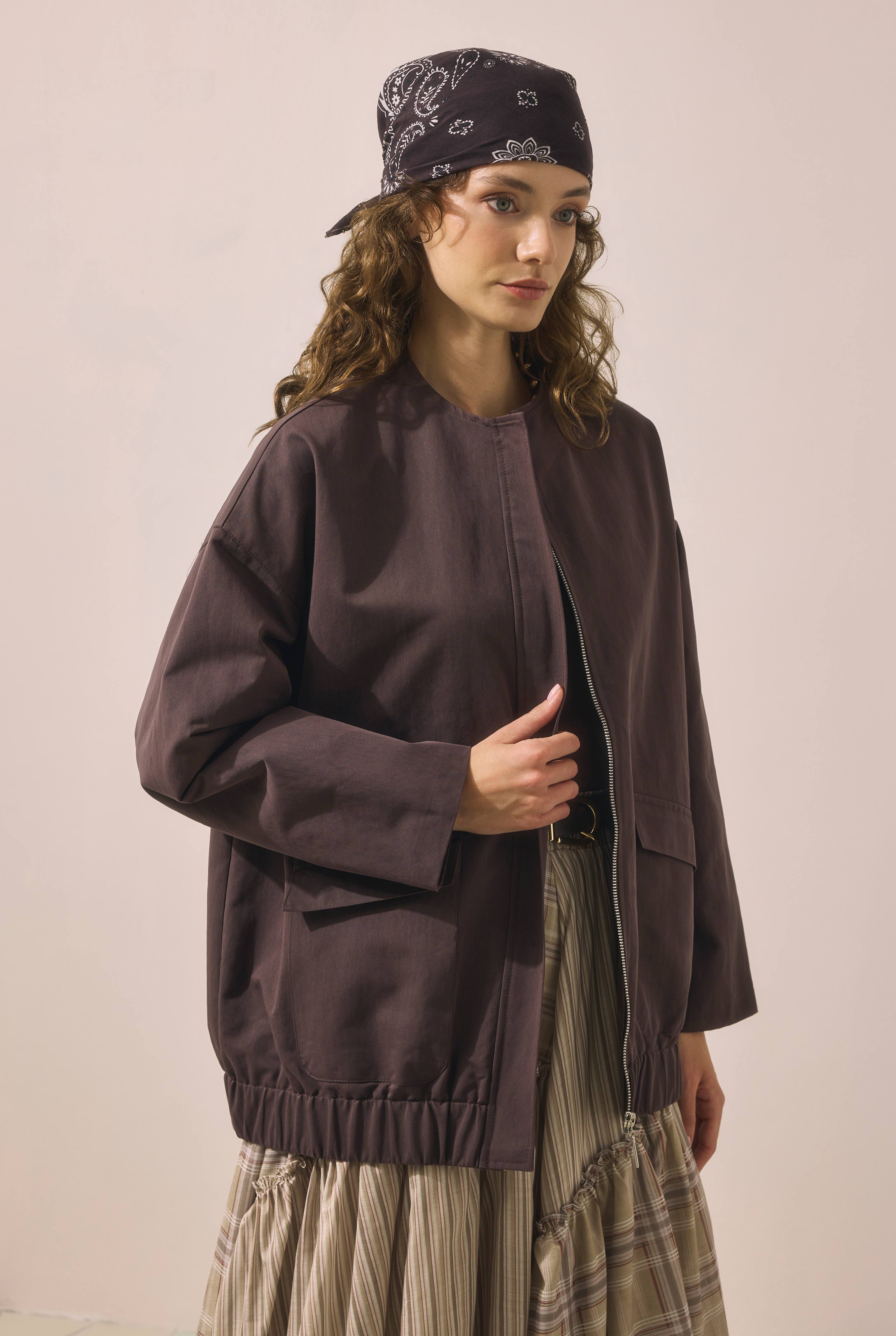 Canvas Bomber Jacket Brown - 2