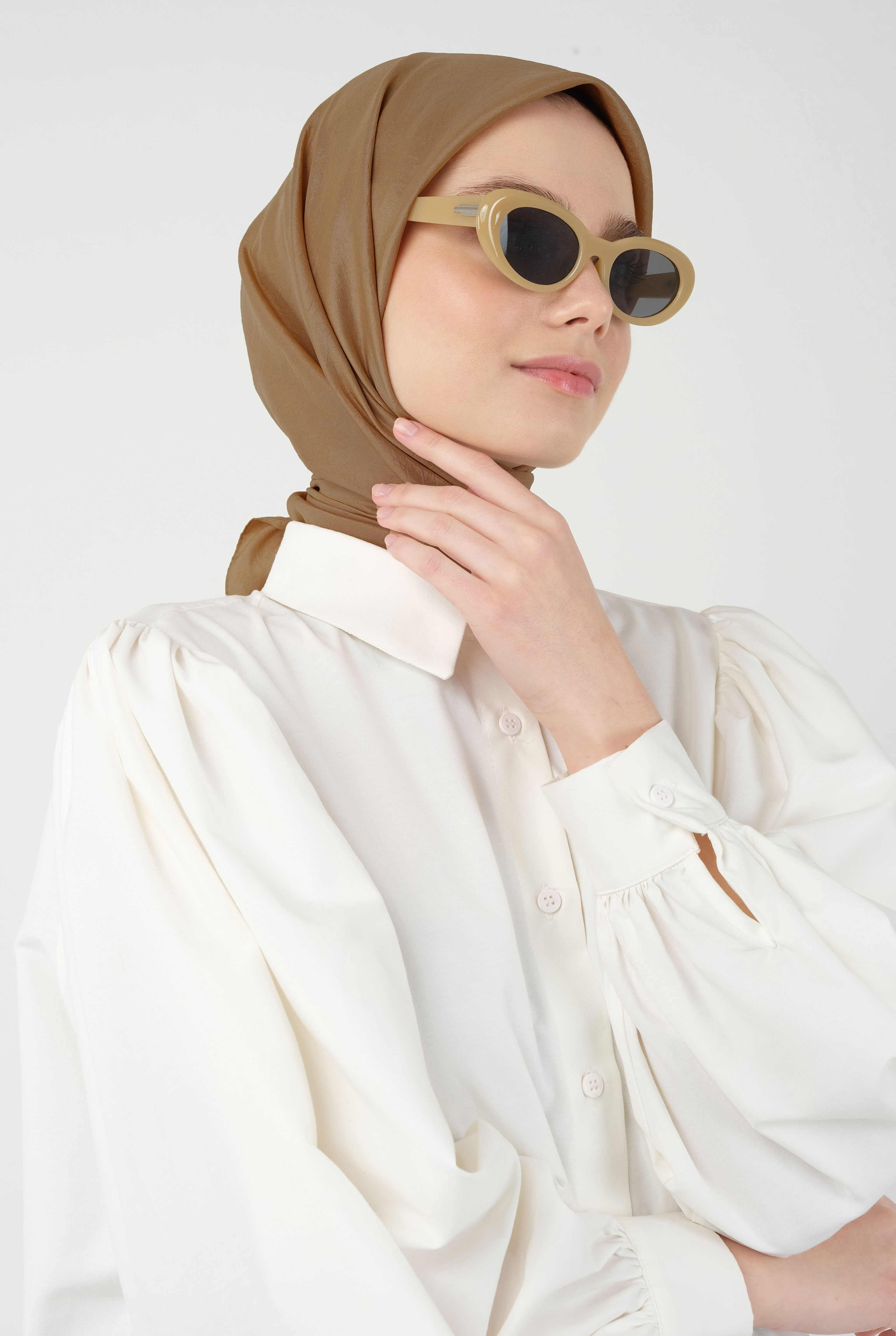 Soft Wrinkled Scarf Warm Brown - 3