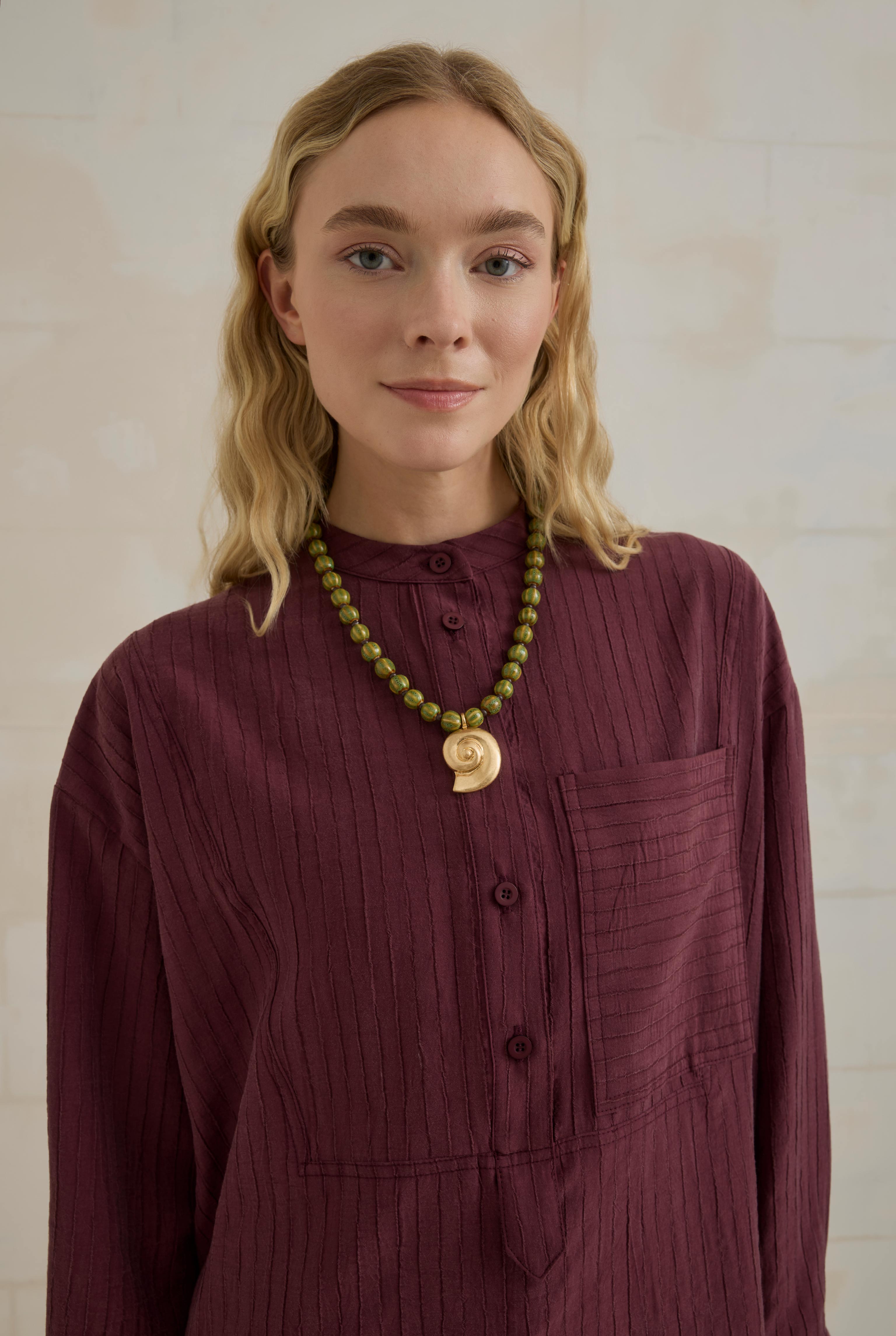 Striped Textured Tunic Bordeaux - 2