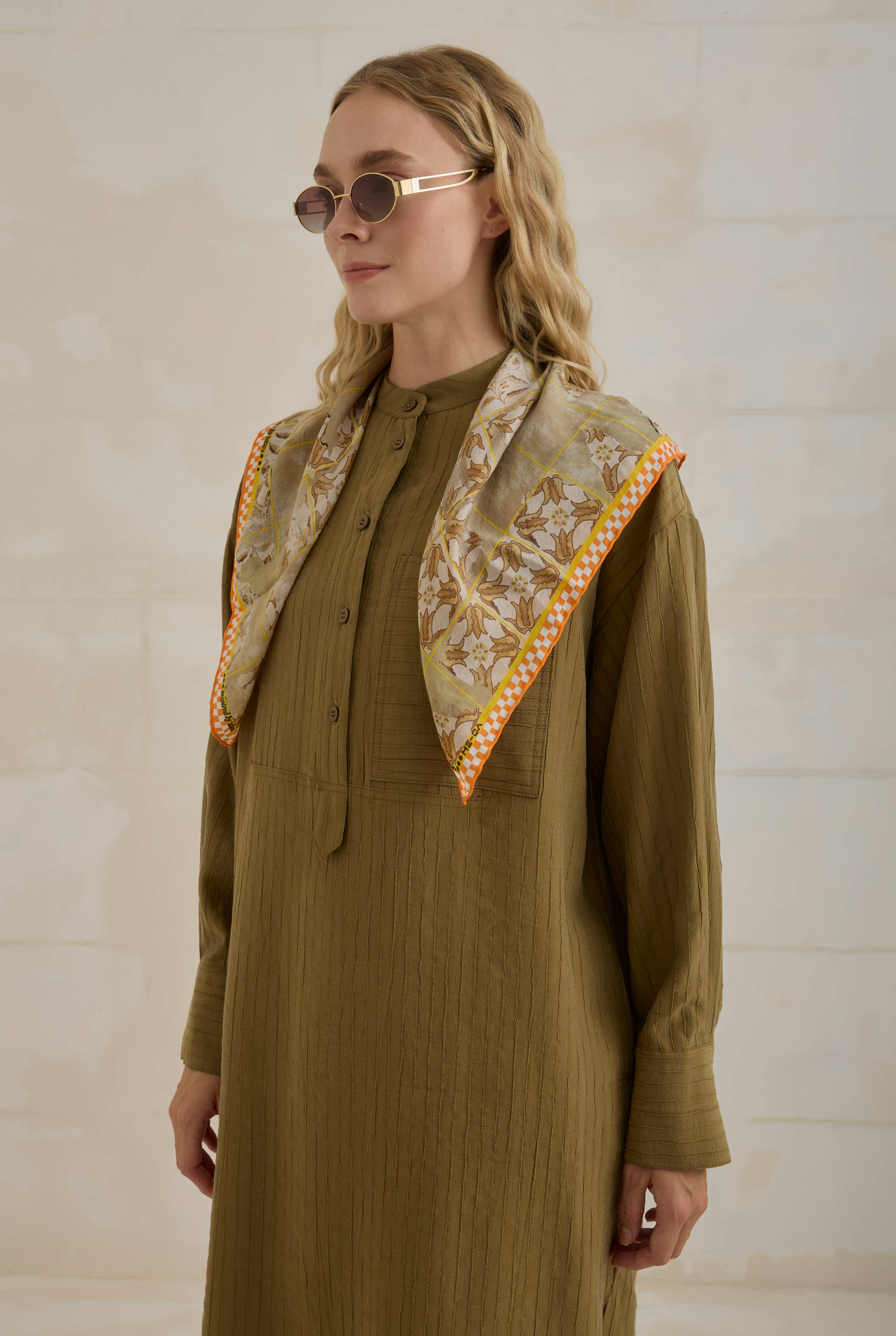 Çizgi Dokulu Tunik Olive - 2