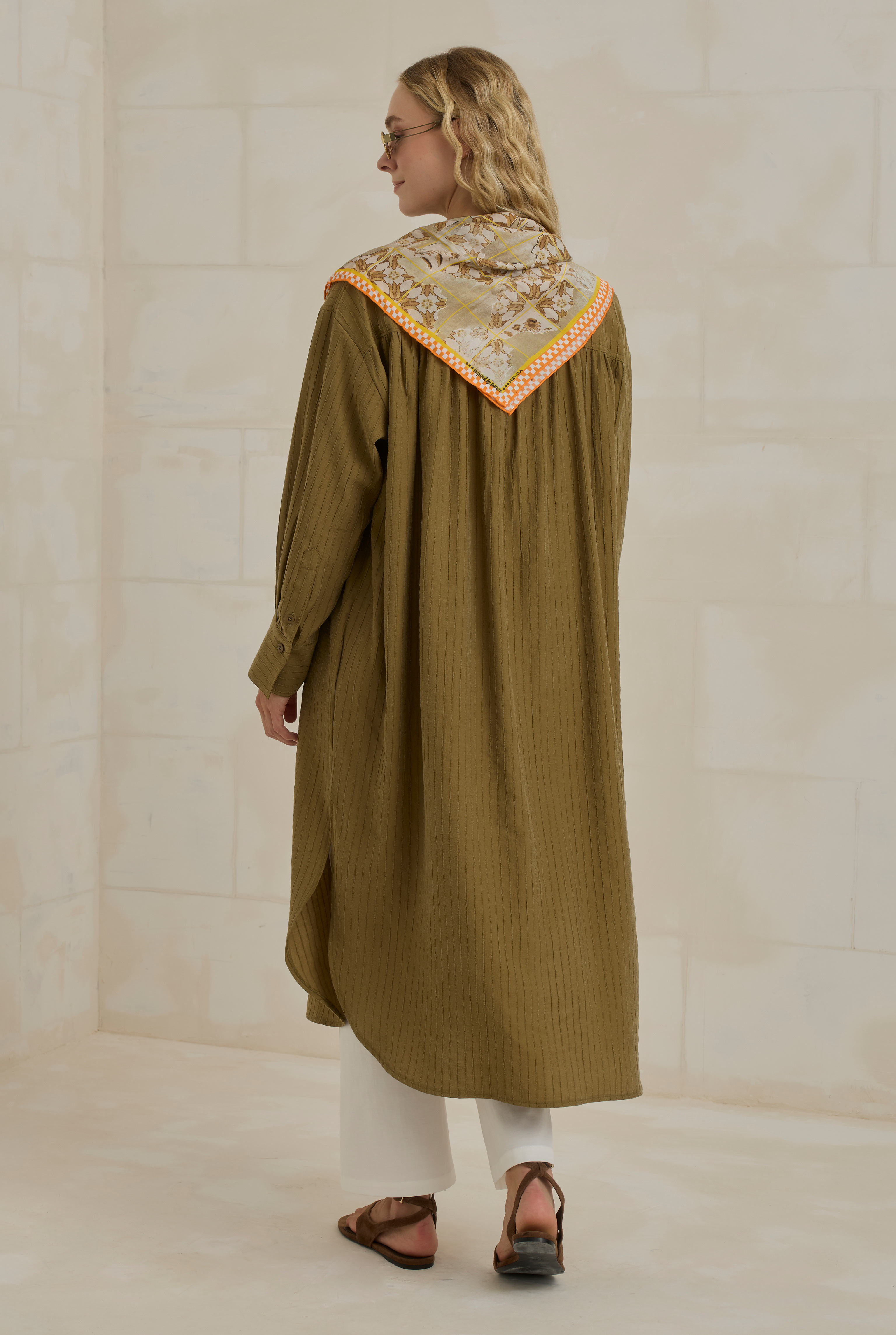 Çizgi Dokulu Tunik Olive - 4