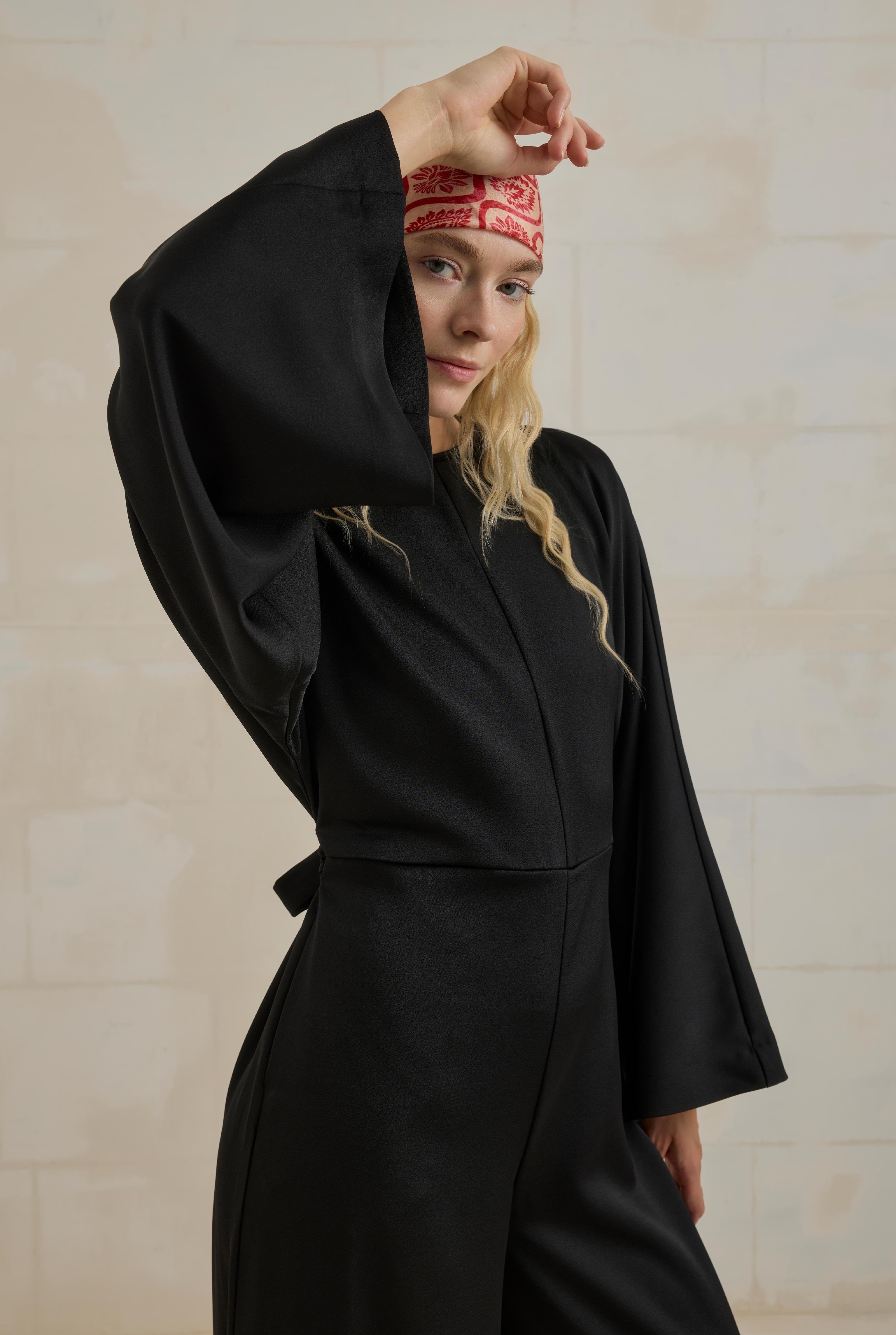 Flowy Wide Sleeve Jumpsuit Black - 2