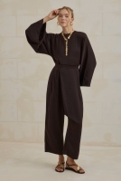 Flowy Harem Jumpsuit Dark Brown 