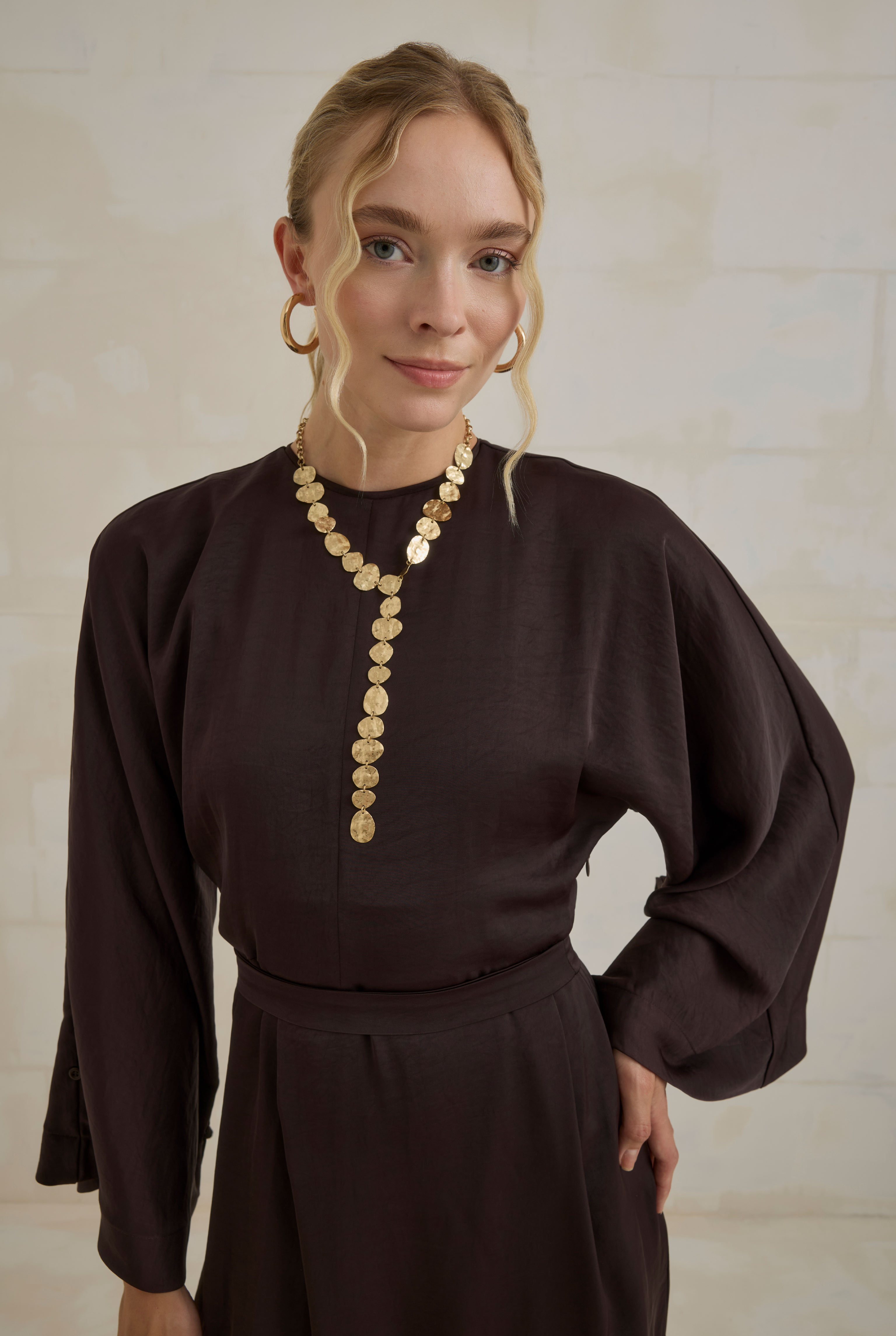 Flowy Harem Jumpsuit Dark Brown - 2