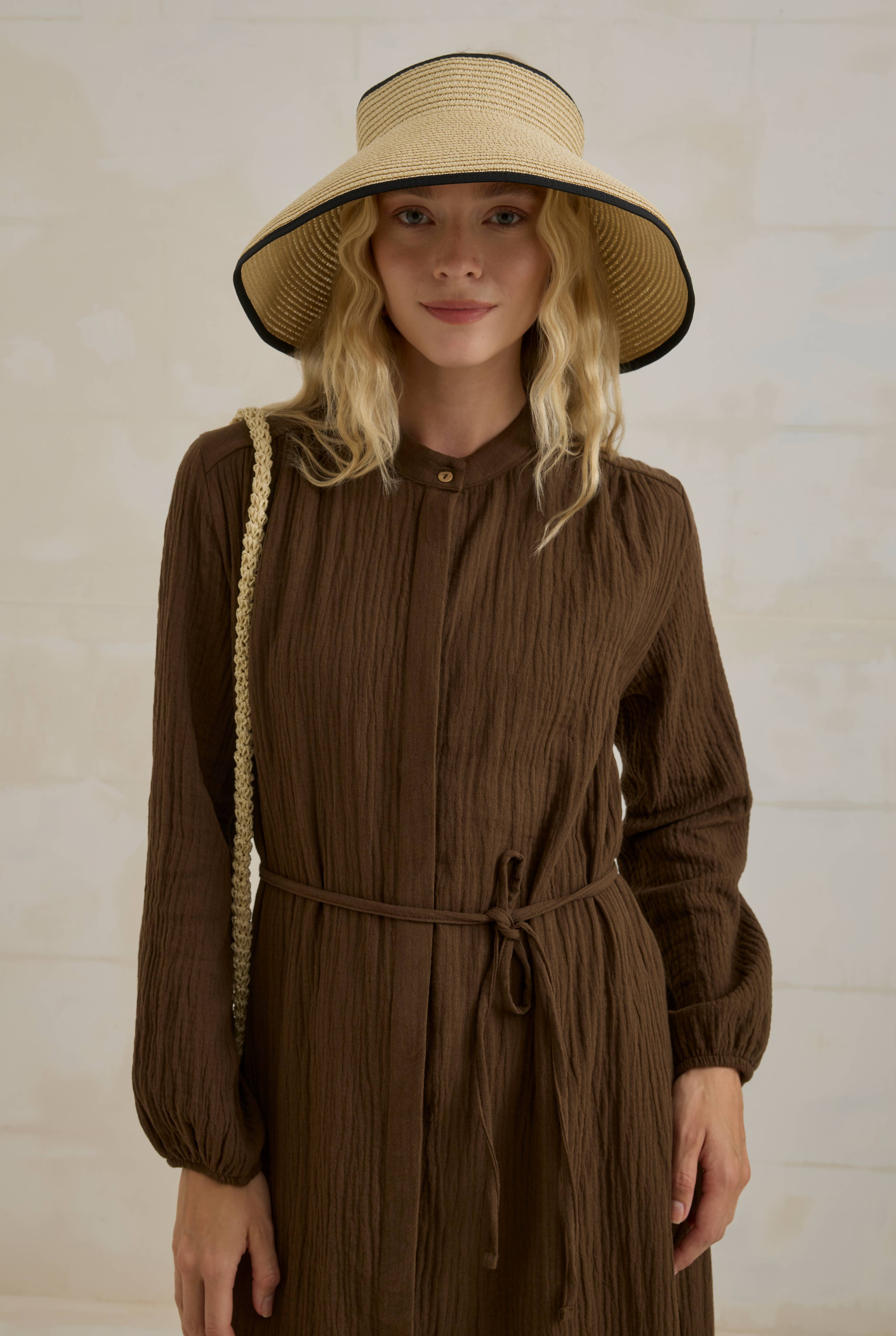 Long Muslin Shirt Dark Brown - 4