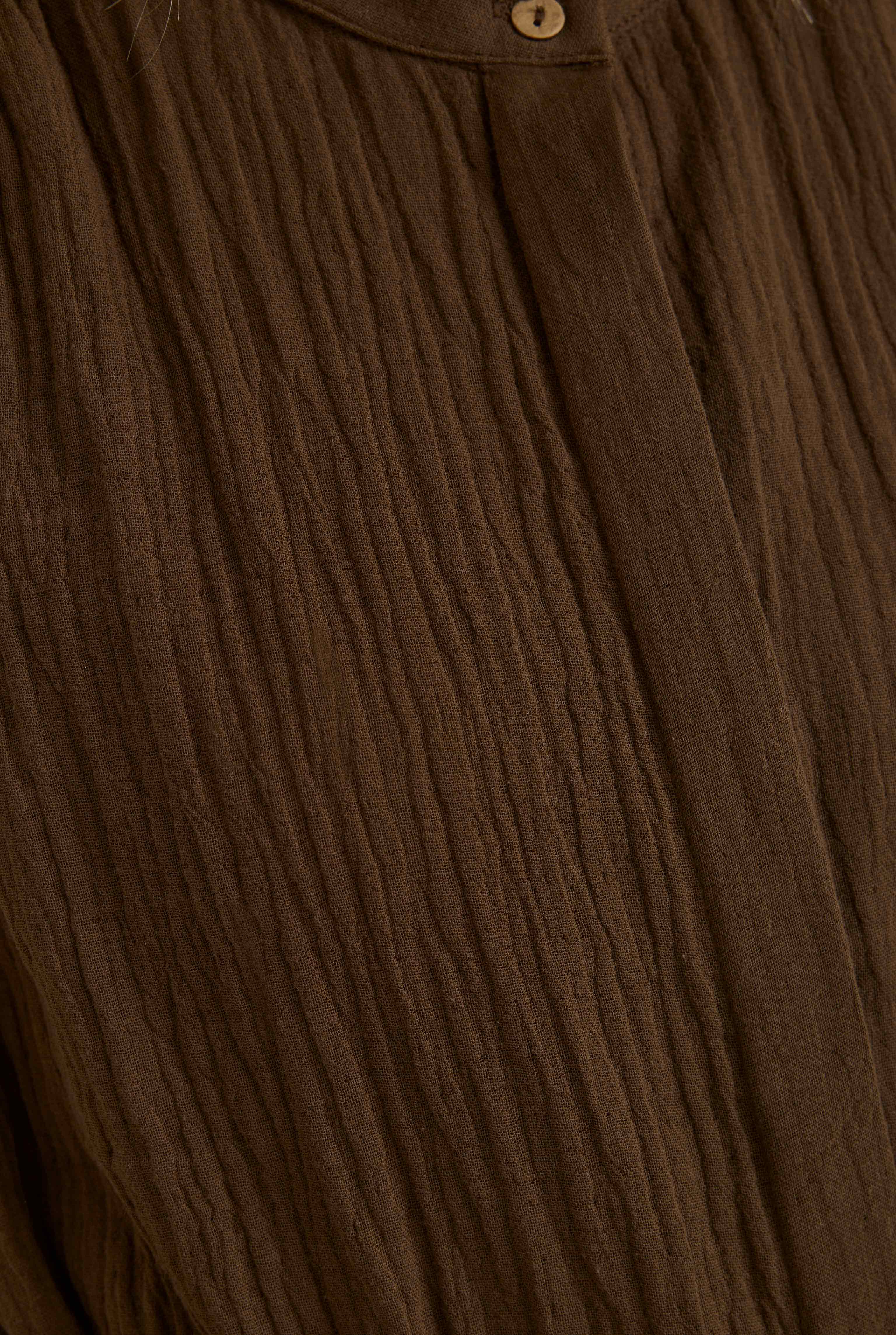 Long Muslin Shirt Dark Brown - 5