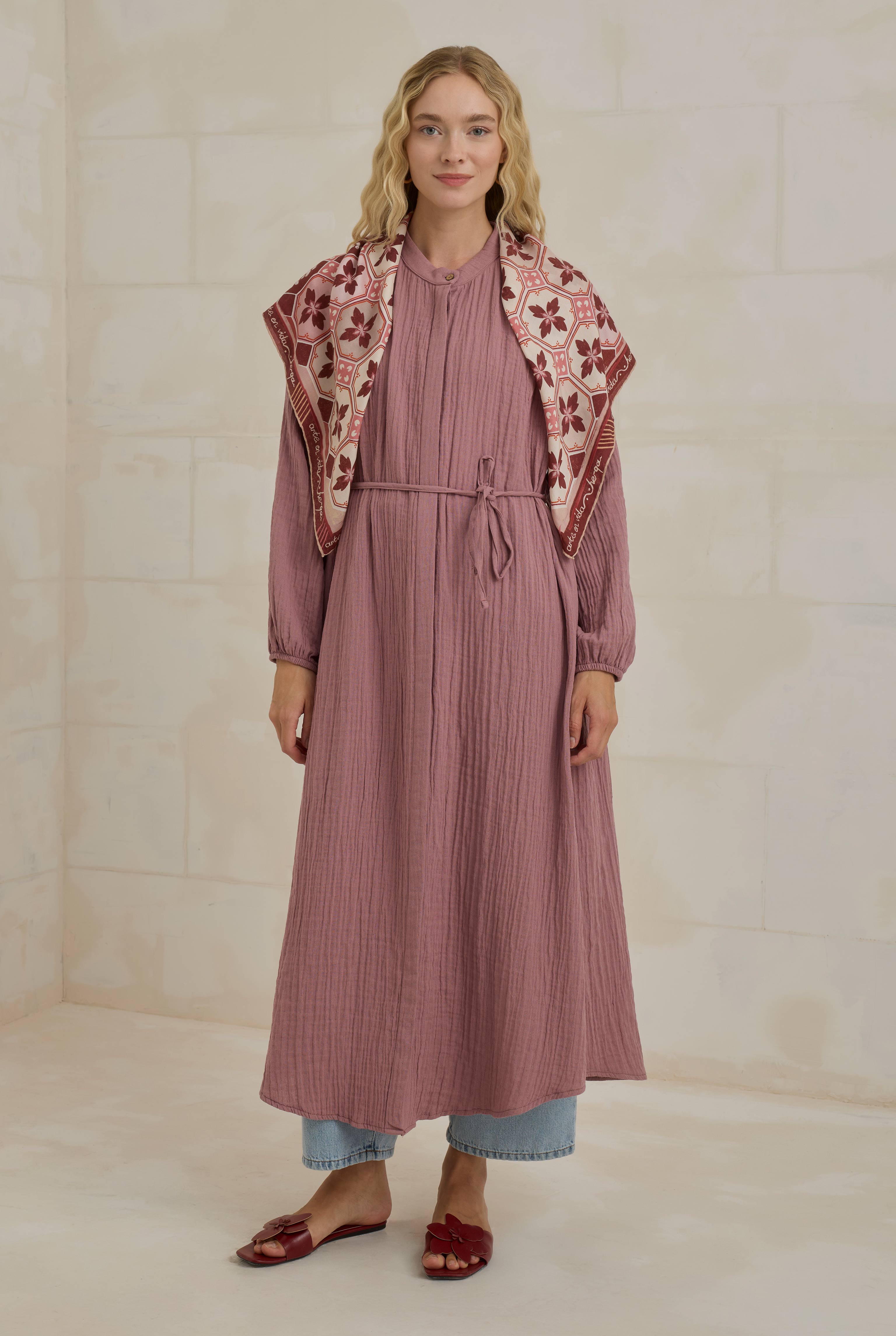 Long Muslin Shirt Old Rose - 1