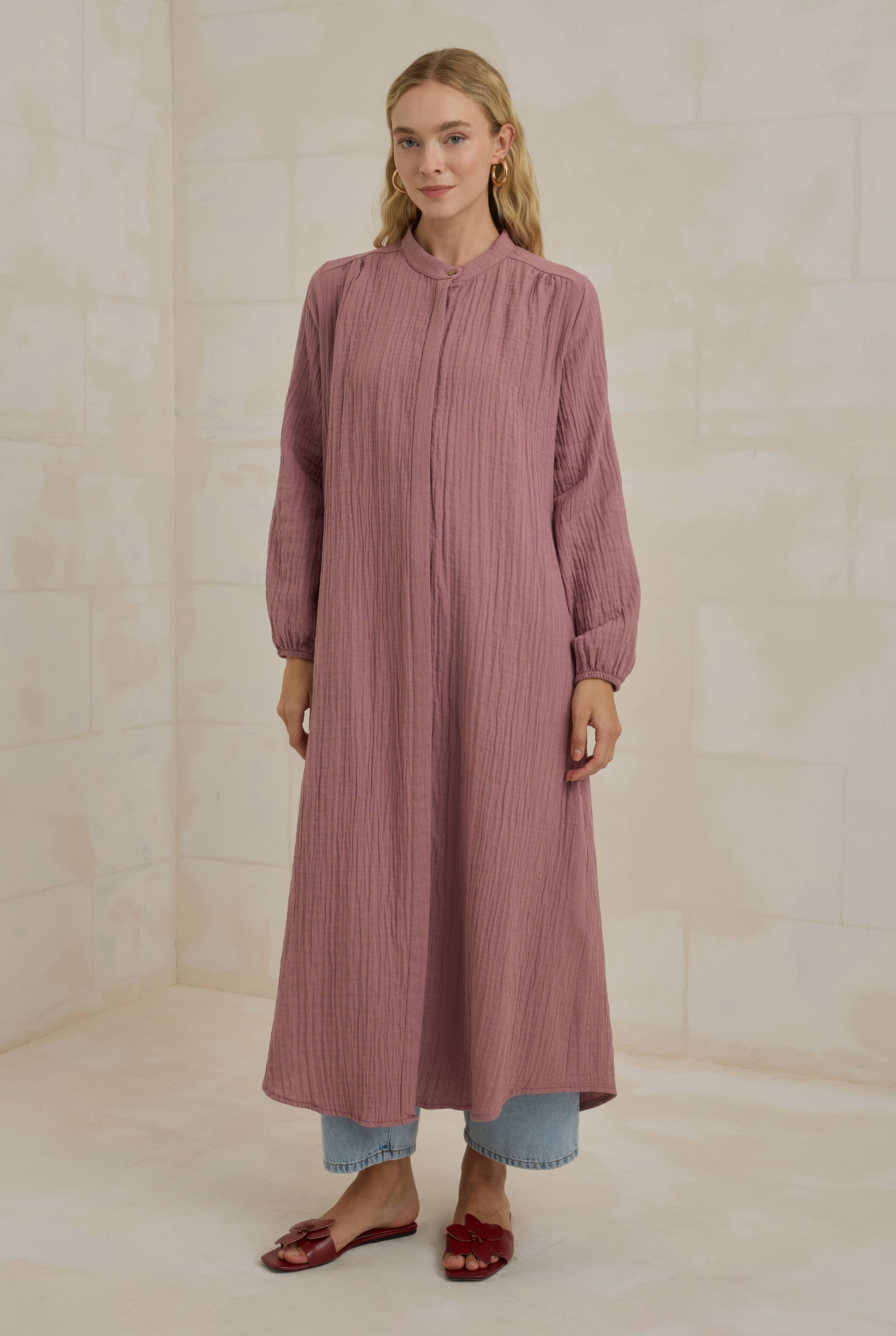Long Muslin Shirt Old Rose - 3