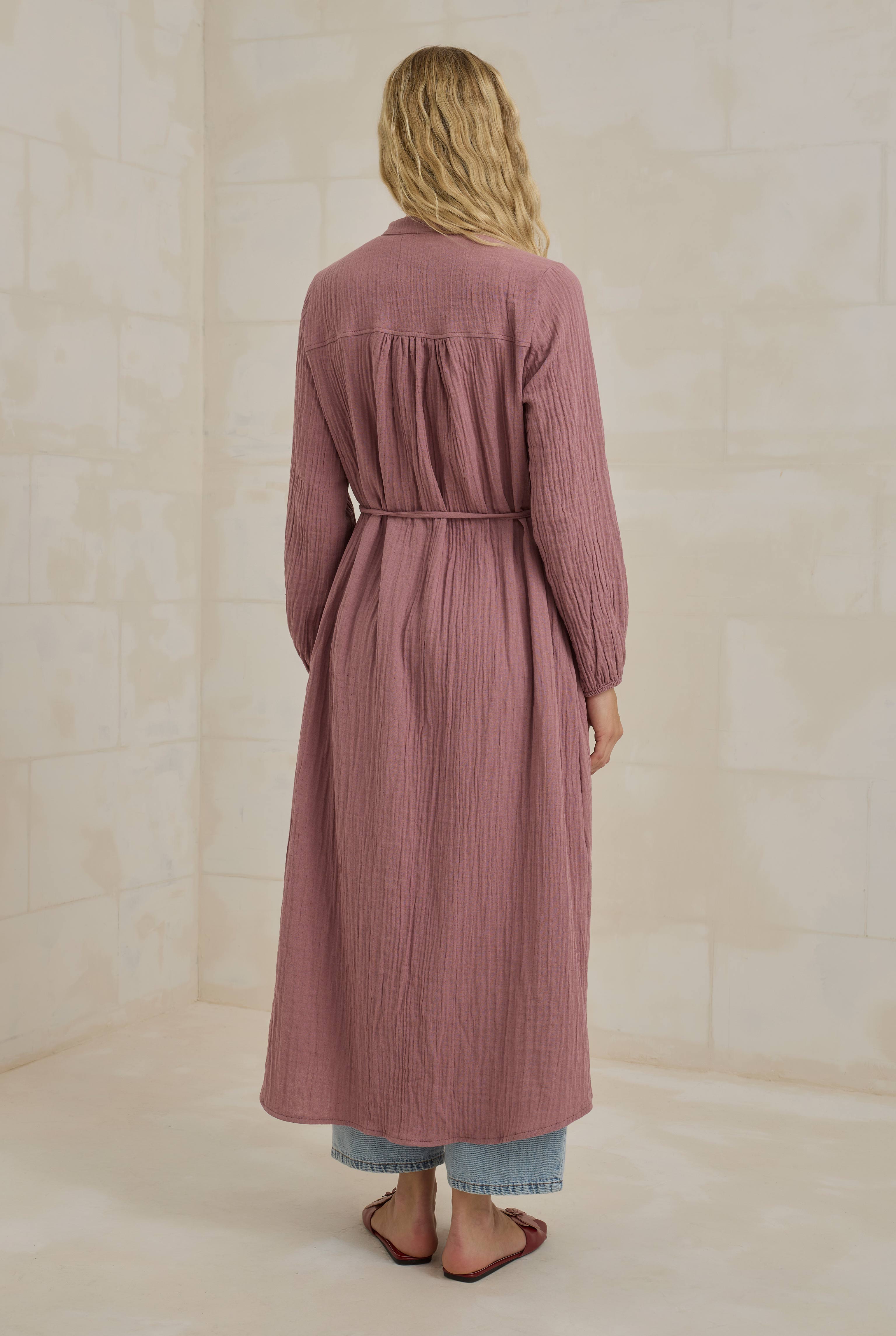 Long Muslin Shirt Old Rose - 5