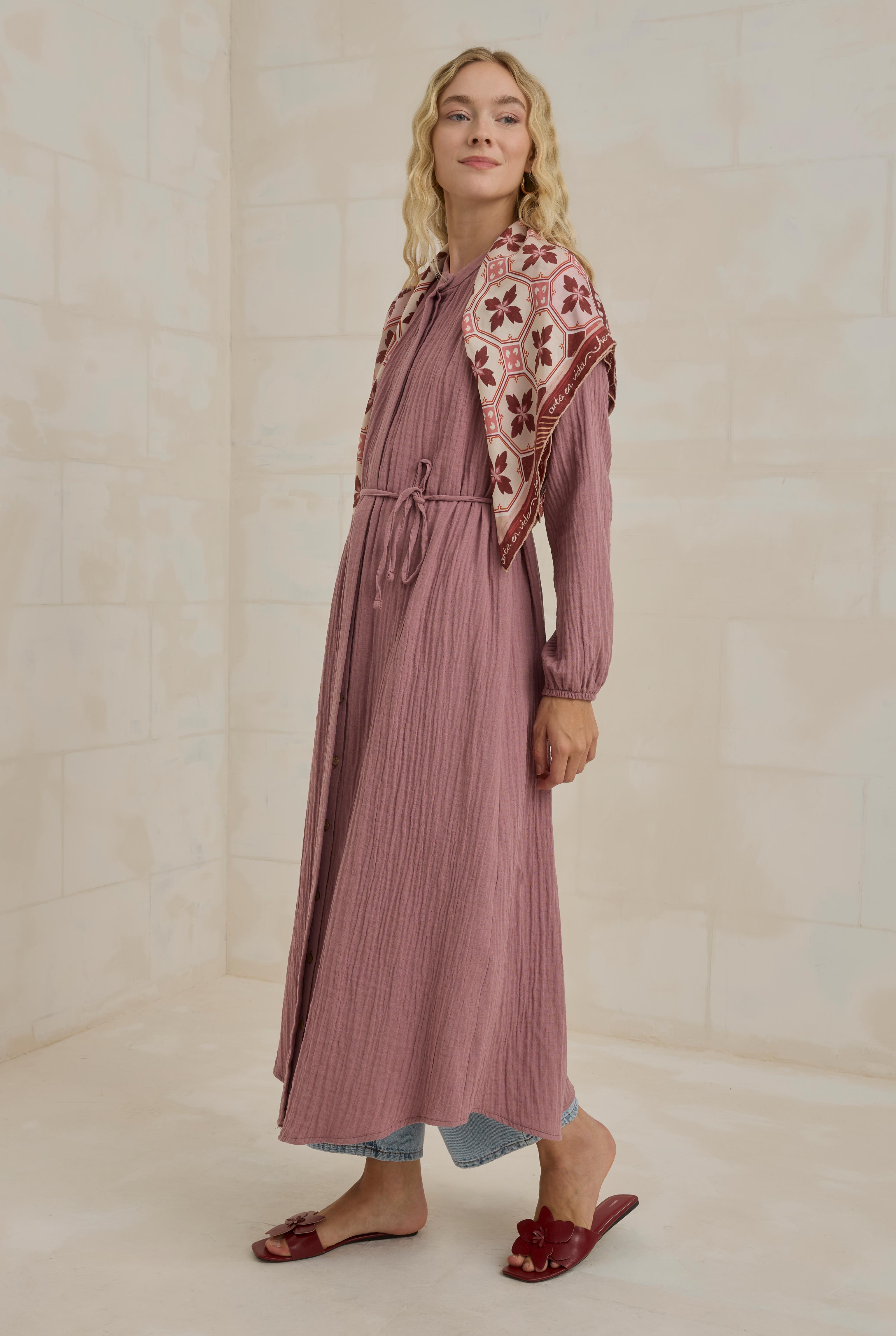 Long Muslin Shirt Old Rose - 4