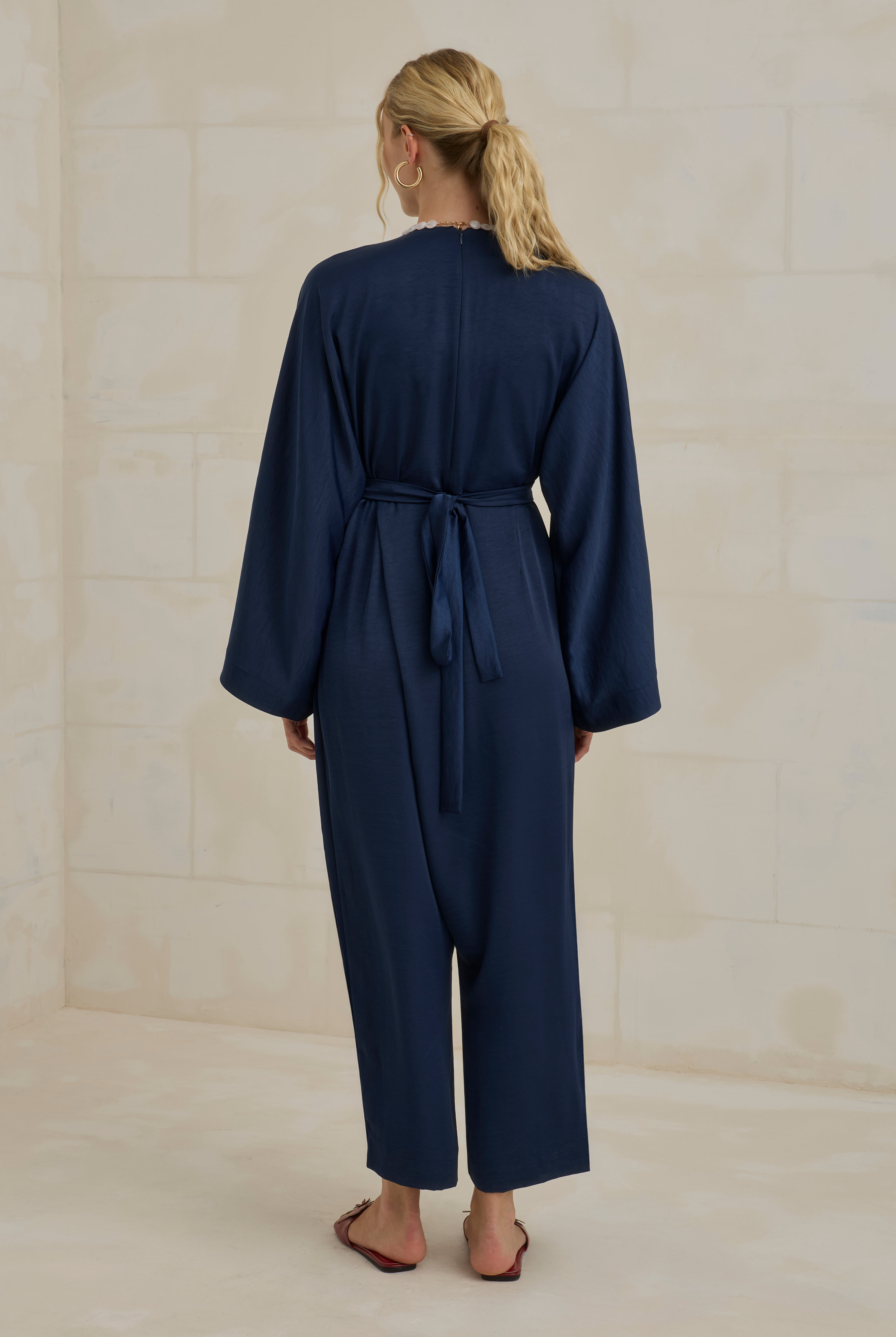 Flowy Harem Jumpsuit Navy Blue - 5