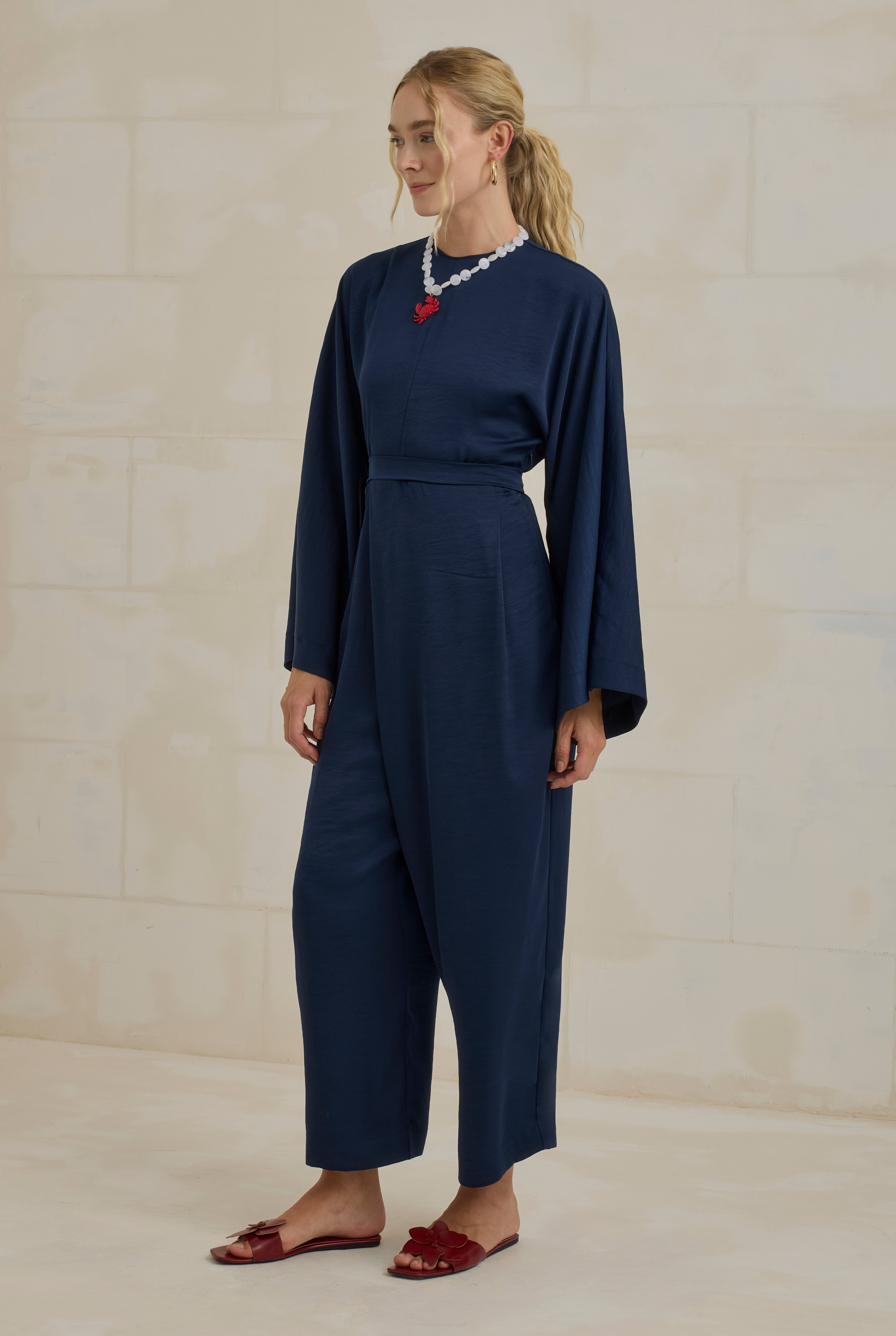 Flowy Harem Jumpsuit Navy Blue - 4