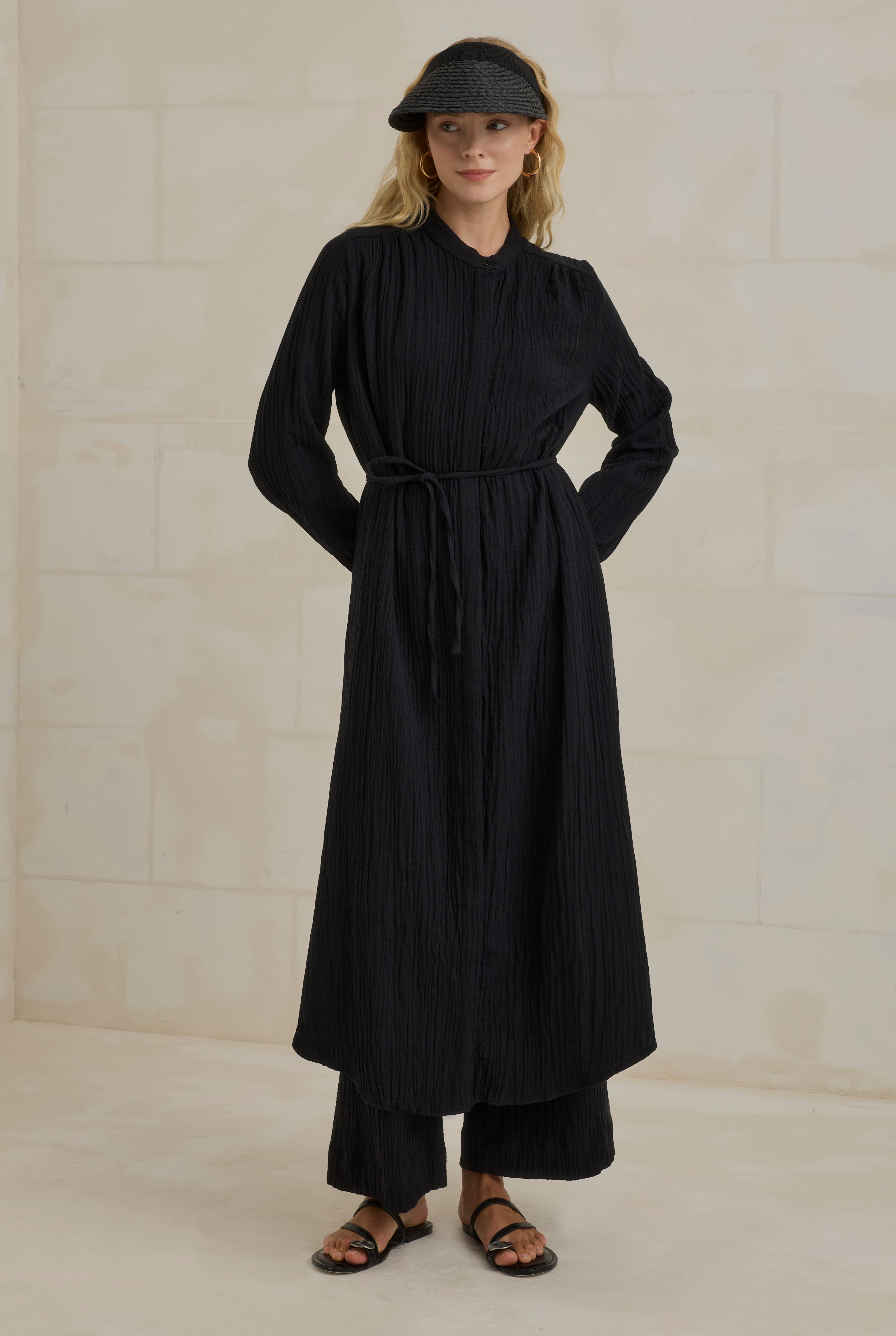 Long Muslin Shirt Black - HE-QA
