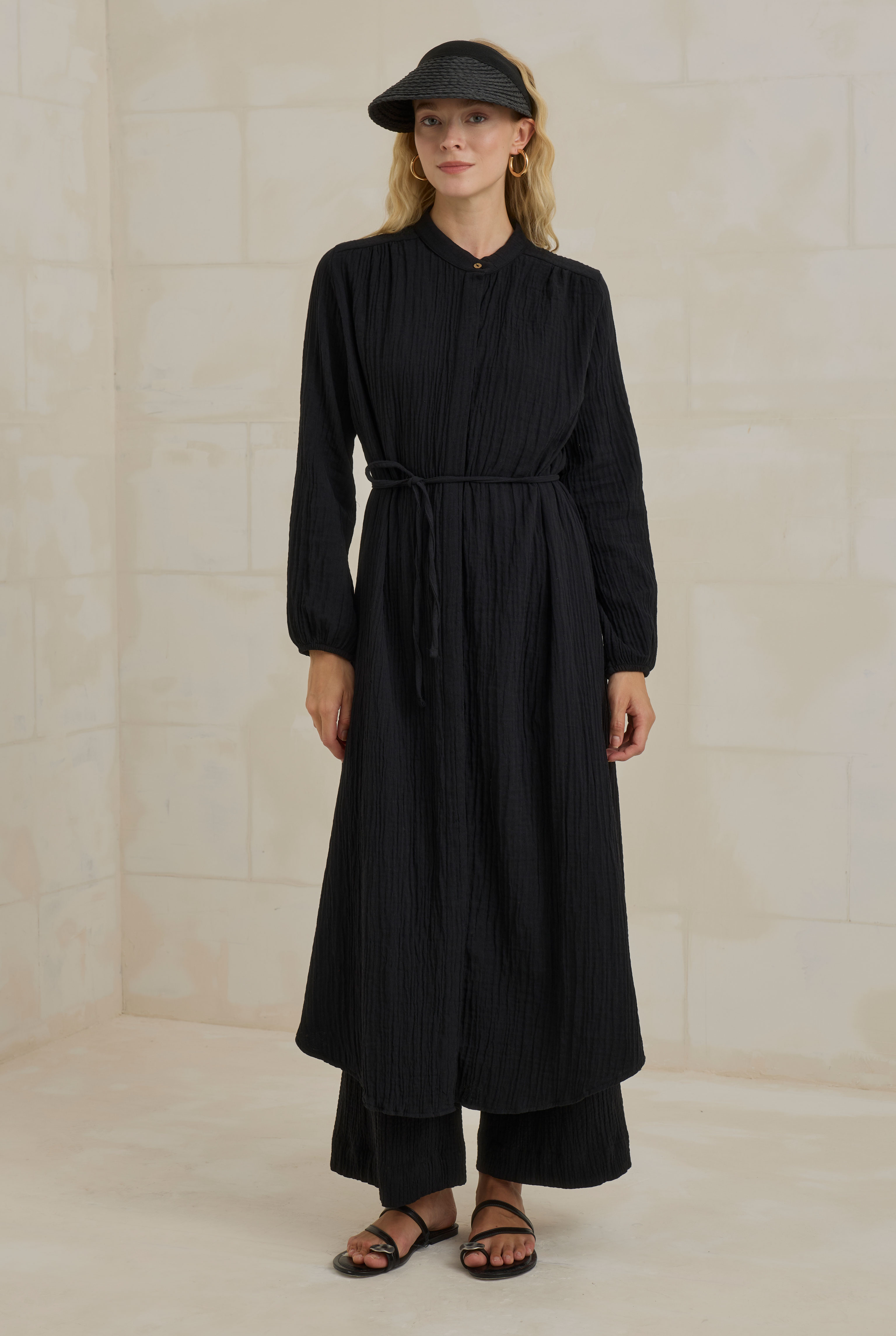 Long Muslin Shirt Black - 2