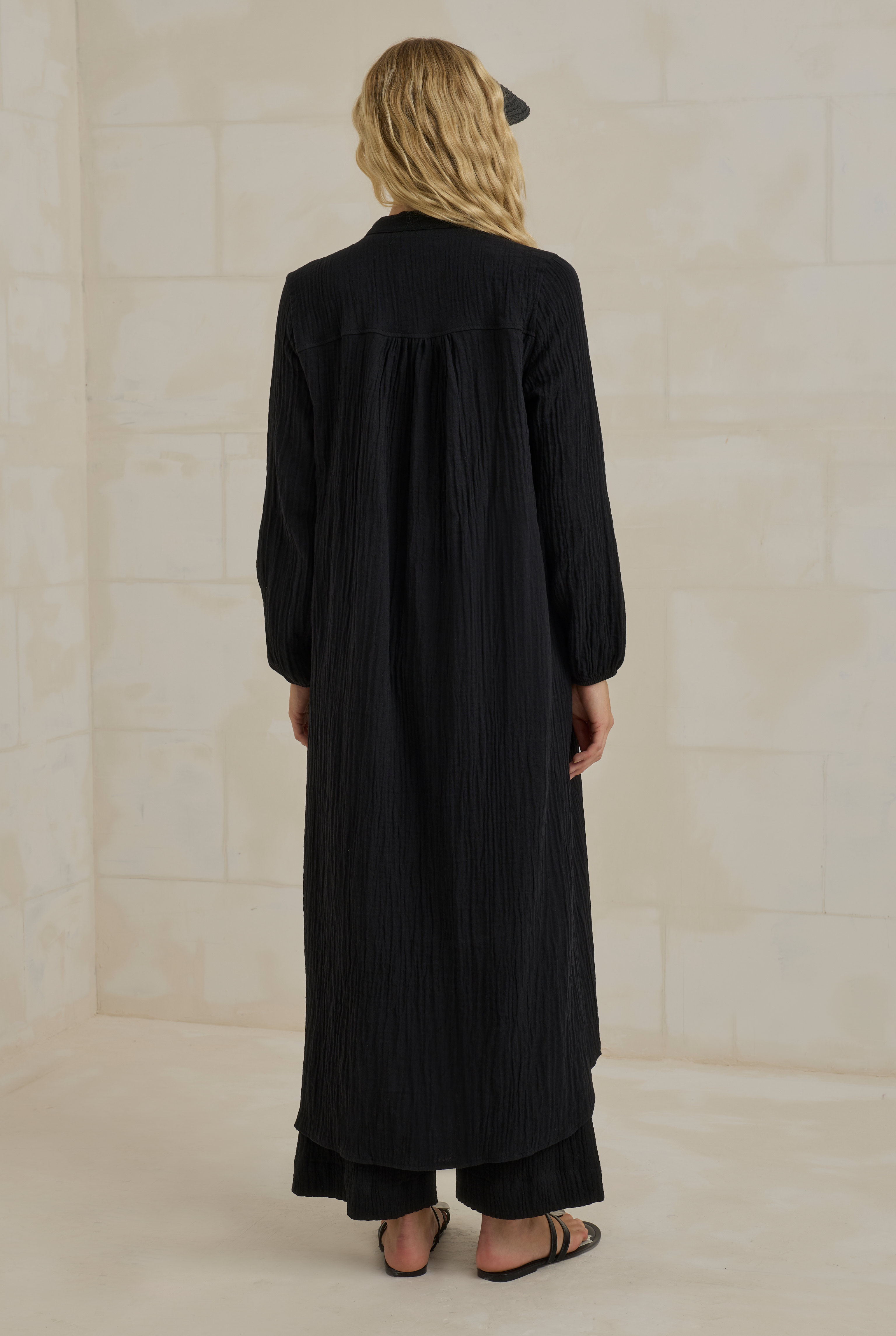 Long Muslin Shirt Black - 5