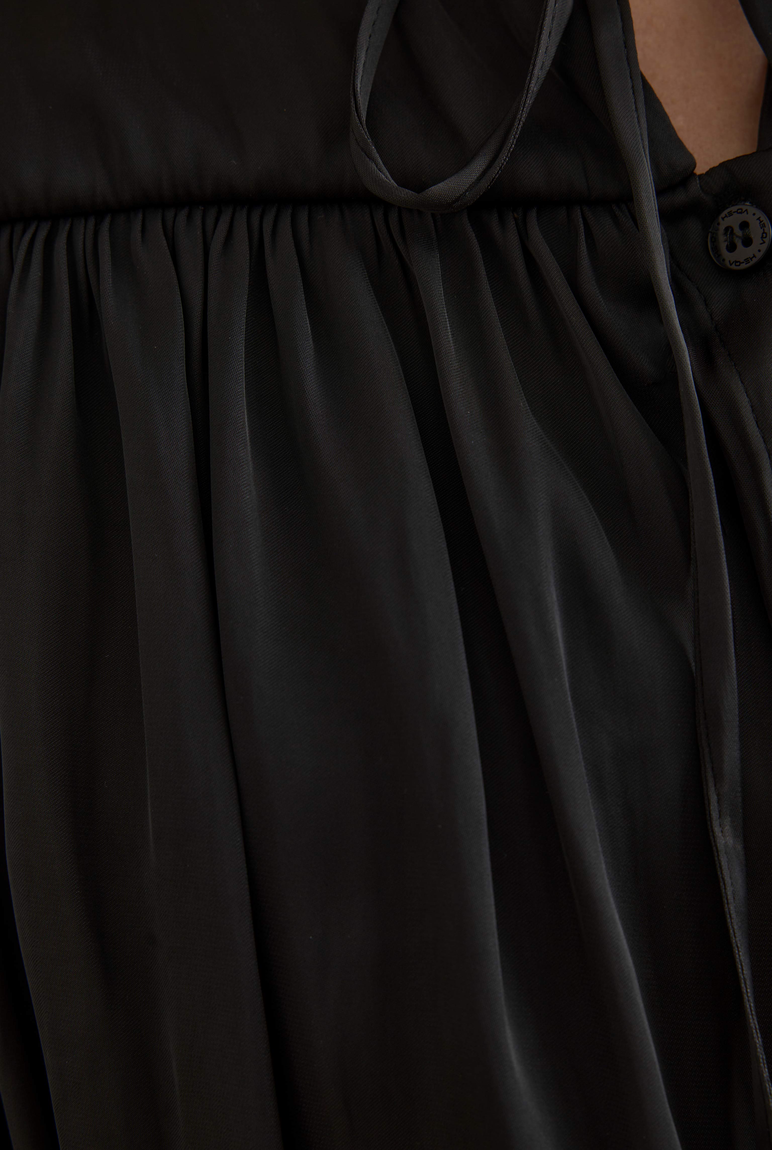 Gathered Sleeve Detailed Set Black - 9