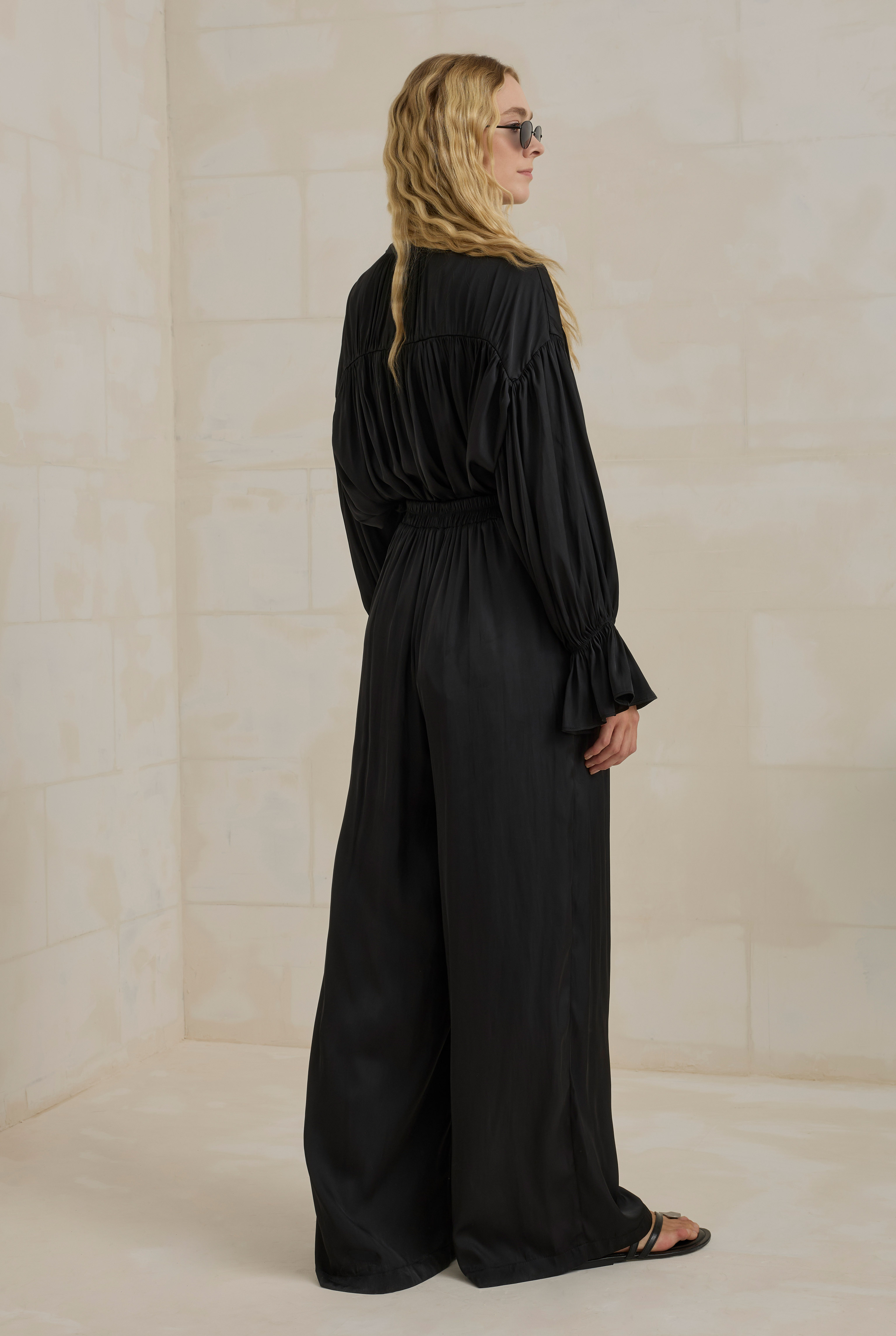 Gathered Sleeve Detailed Set Black - 5