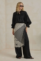 Gathered Sleeve Detailed Set Black 