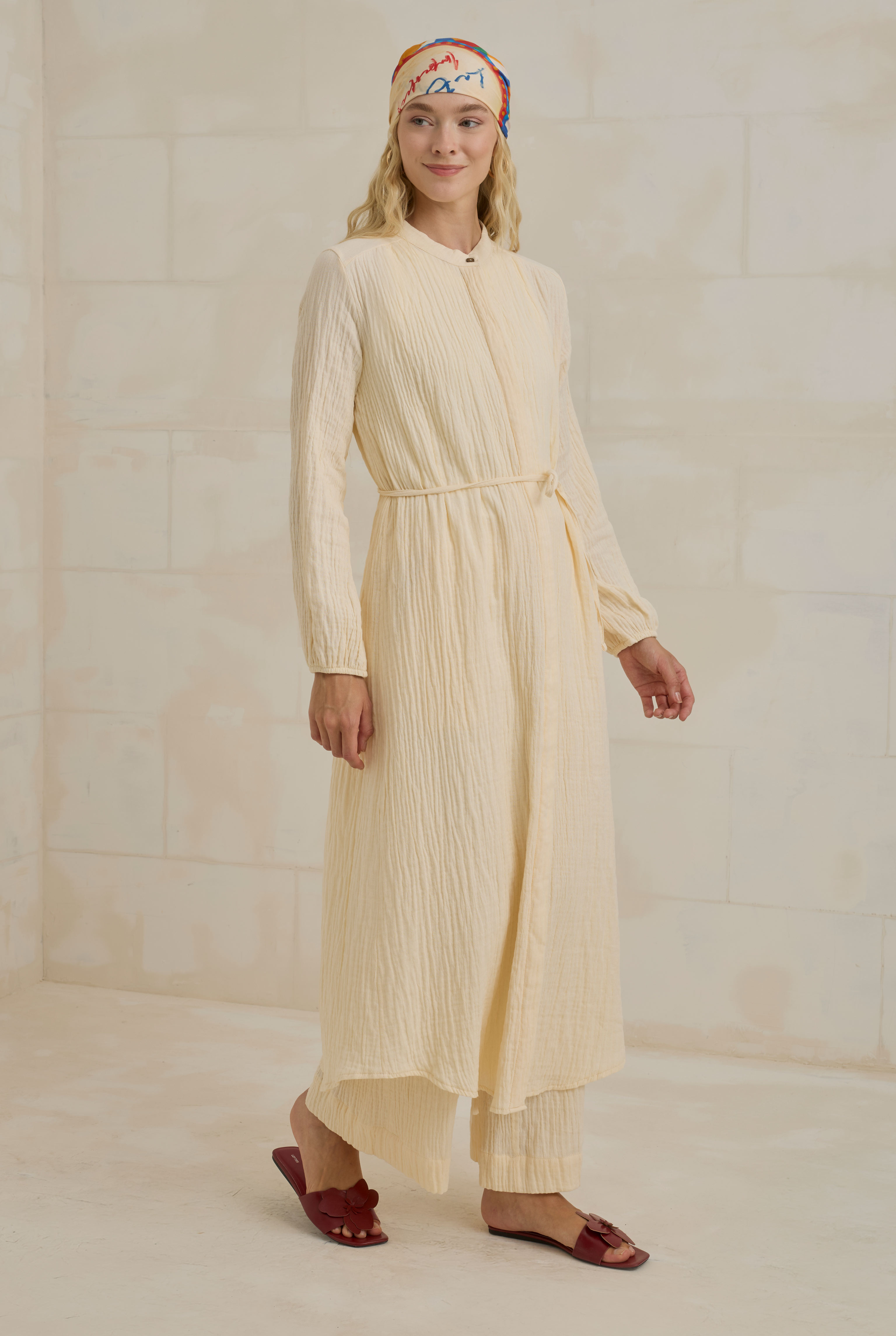Long Muslin Shirt Bone - 1