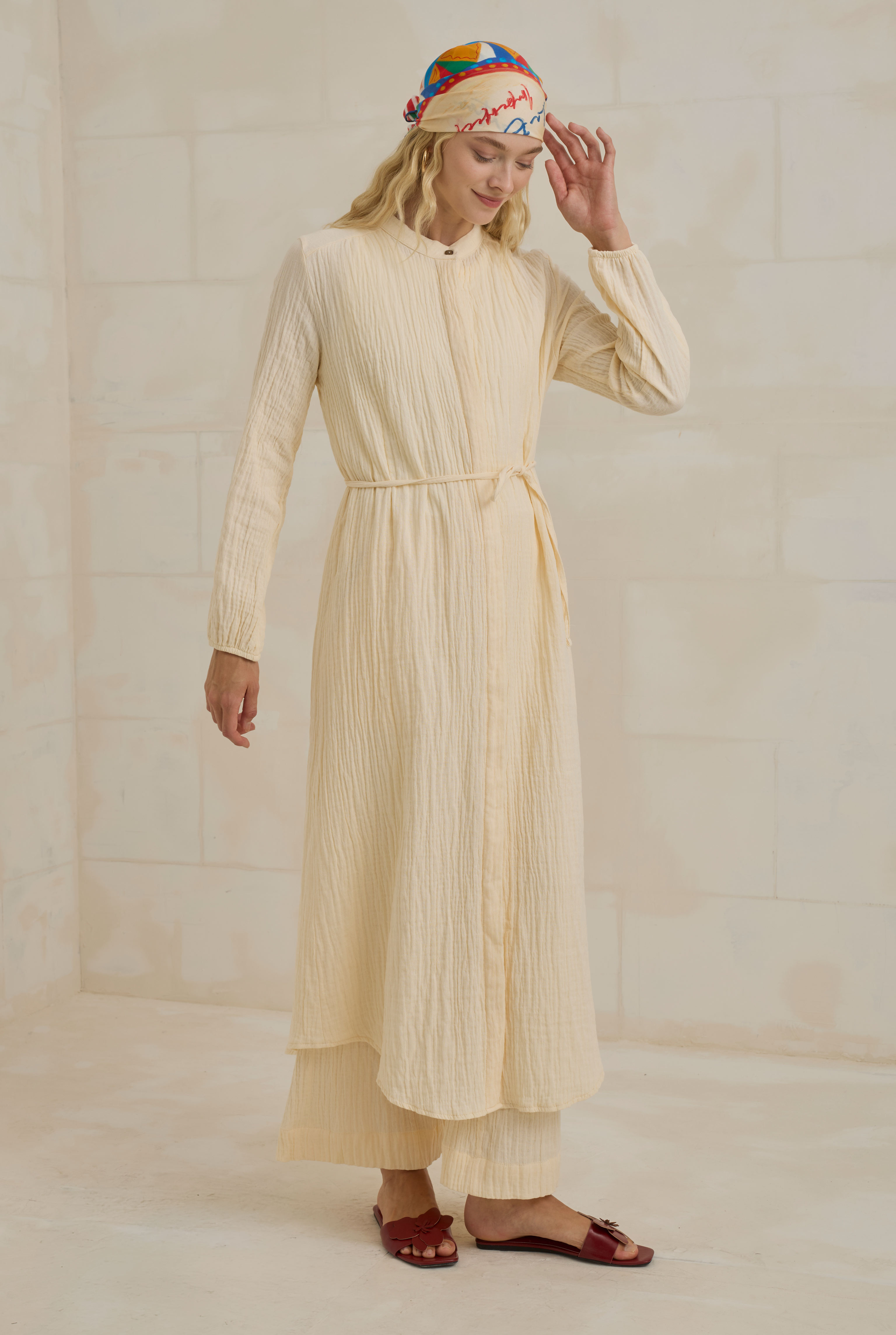 Long Muslin Shirt Bone - 5