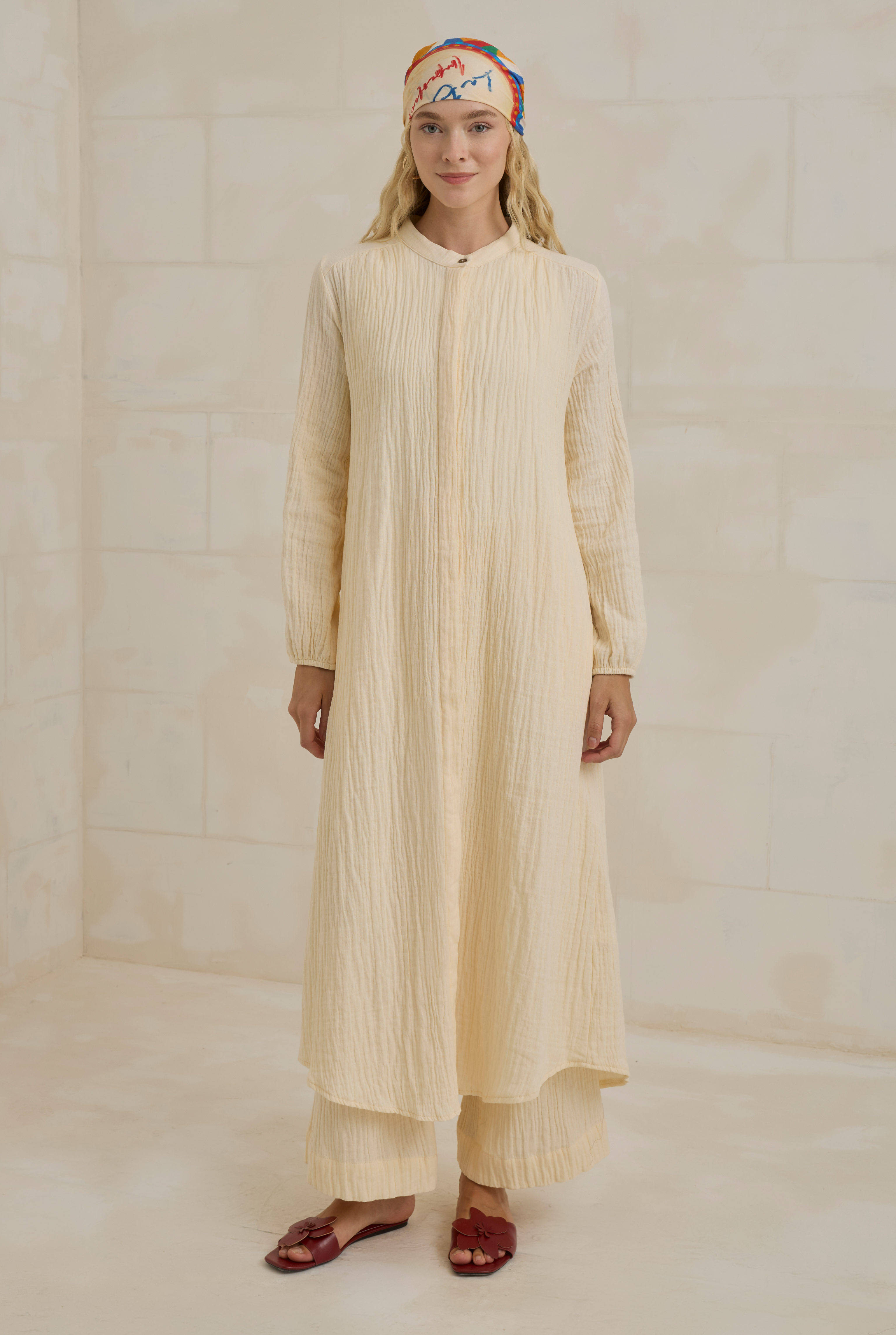 Long Muslin Shirt Bone - 3