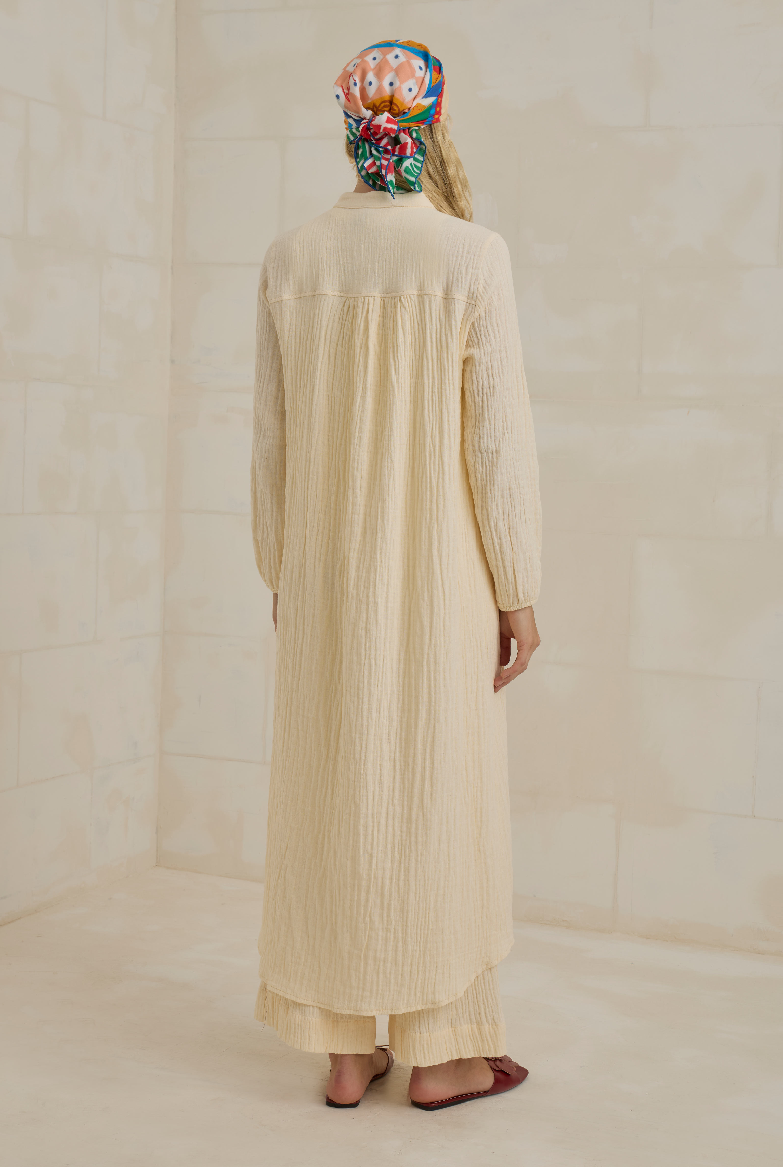 Long Muslin Shirt Bone - 4