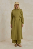 Long Muslin Shirt Oil Green 