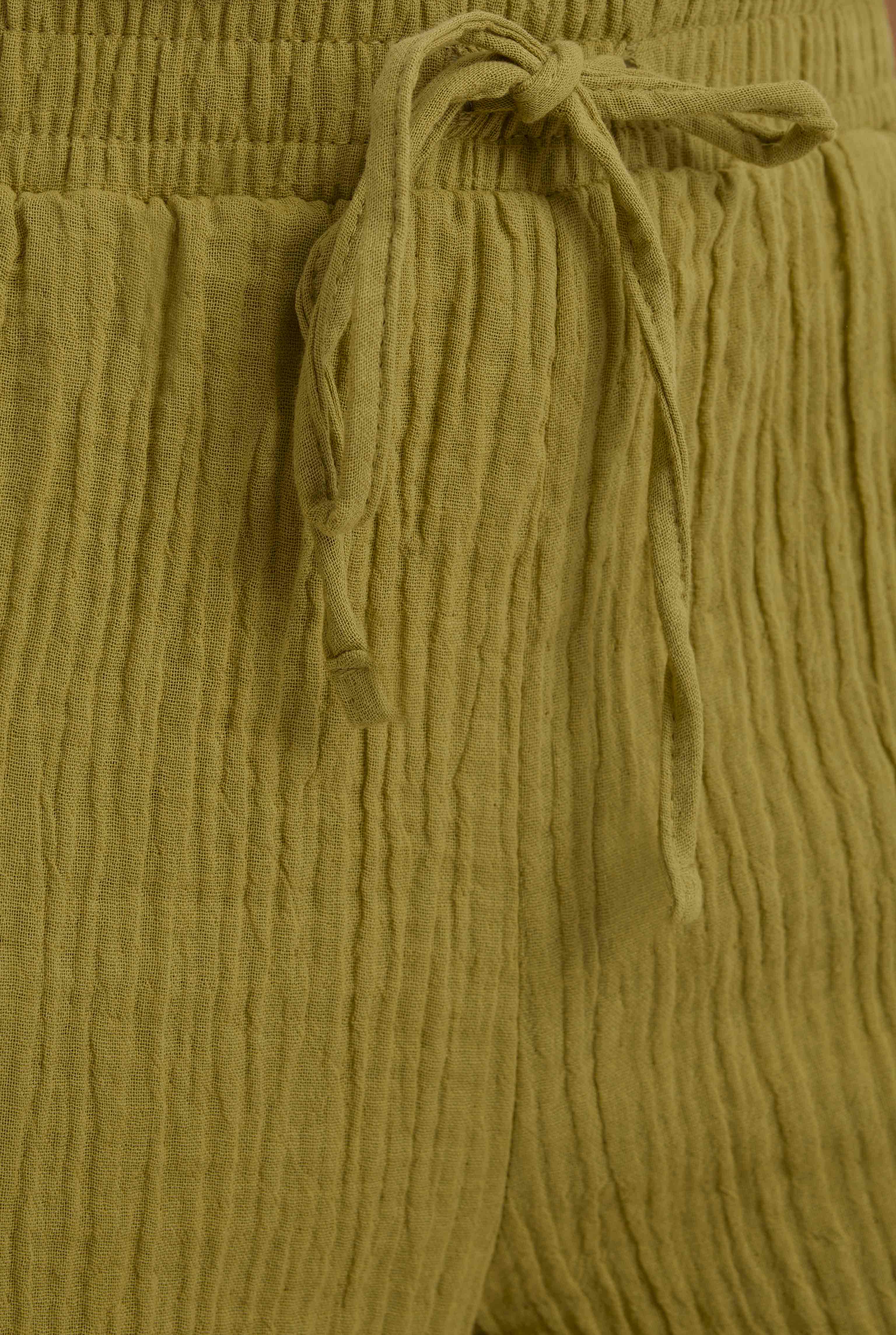 Muslin Wide Leg Trousers Oil Green - 3