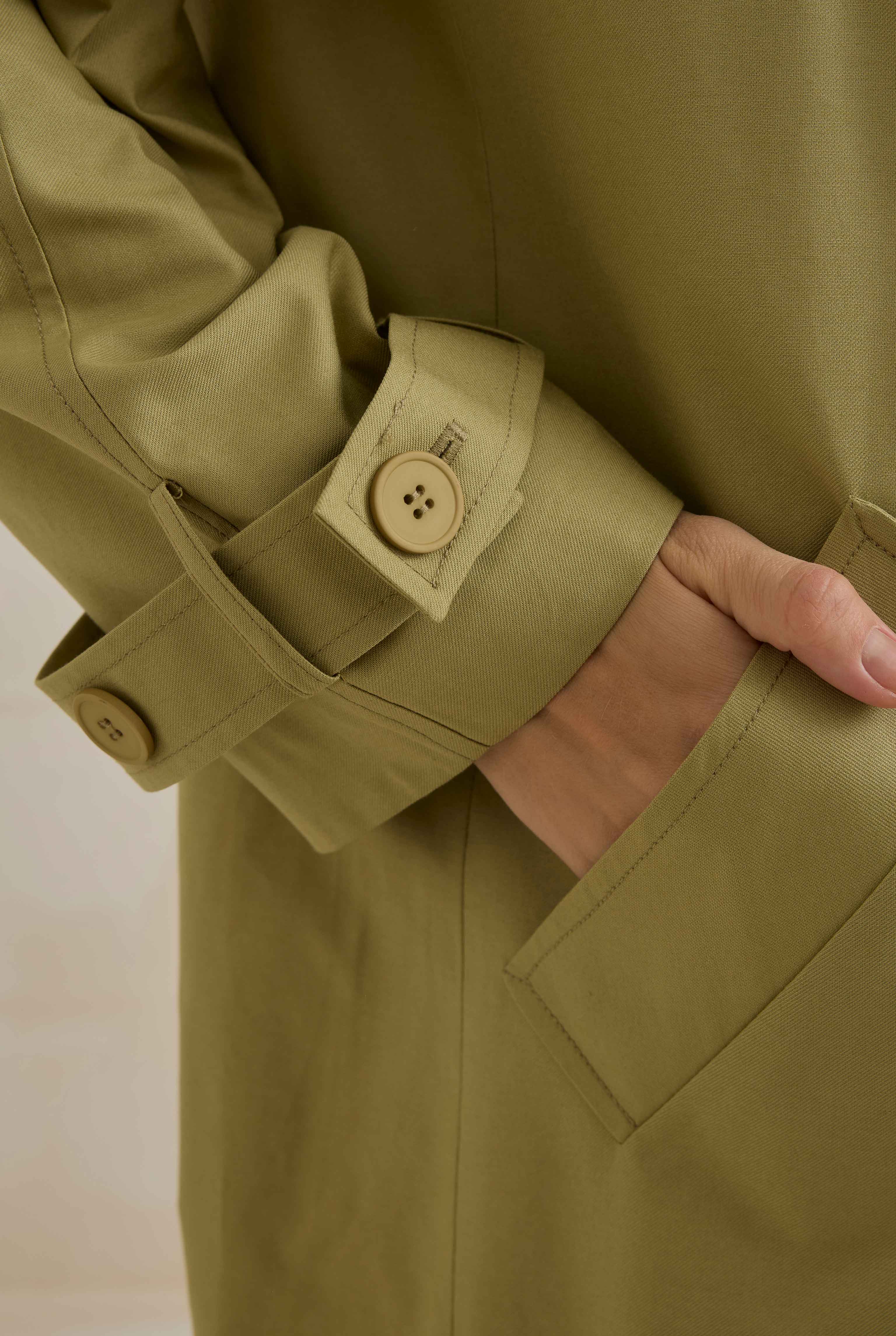 Gabardine Trenchcoat Sage Green - 6