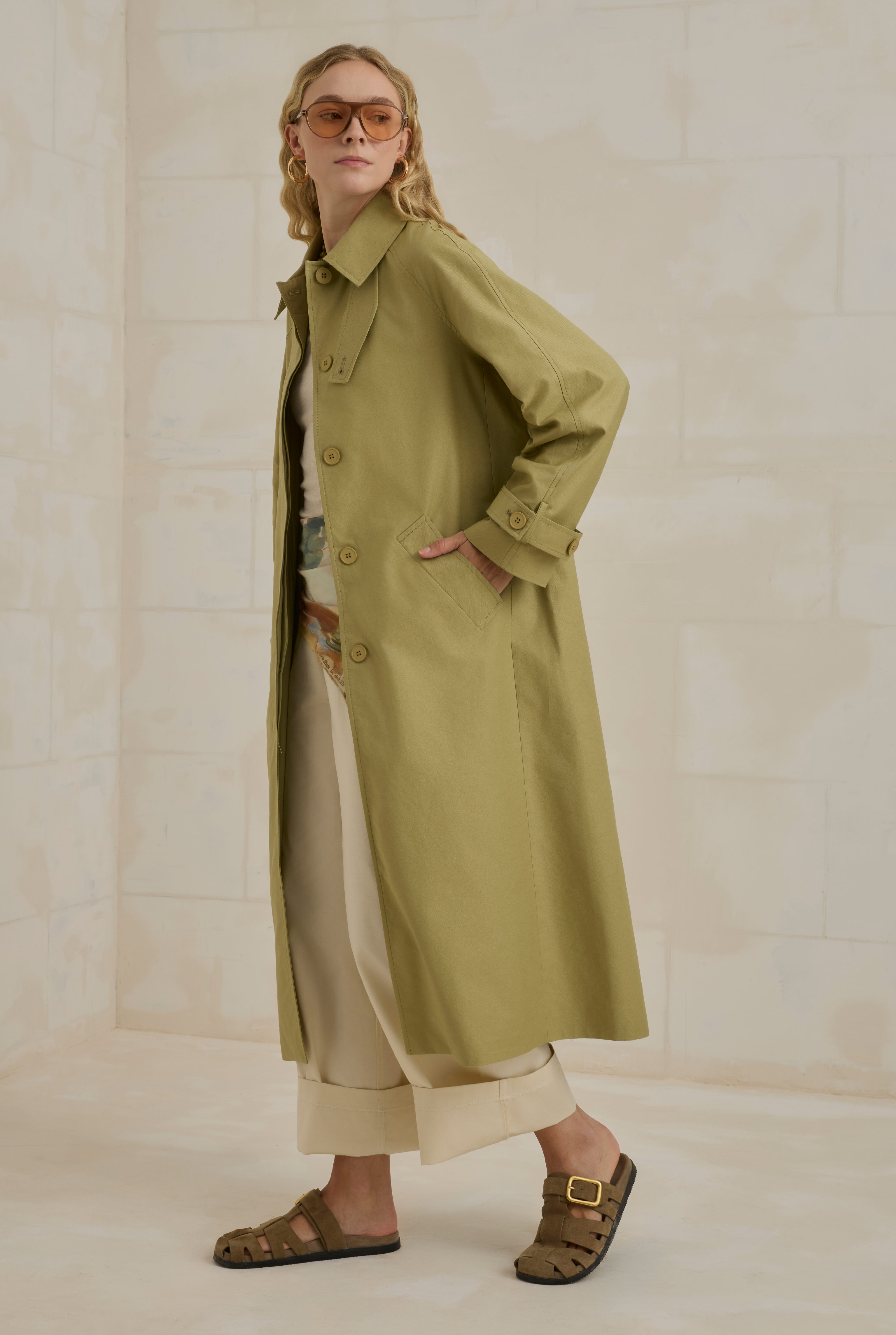Gabardine Trenchcoat Sage Green - 3