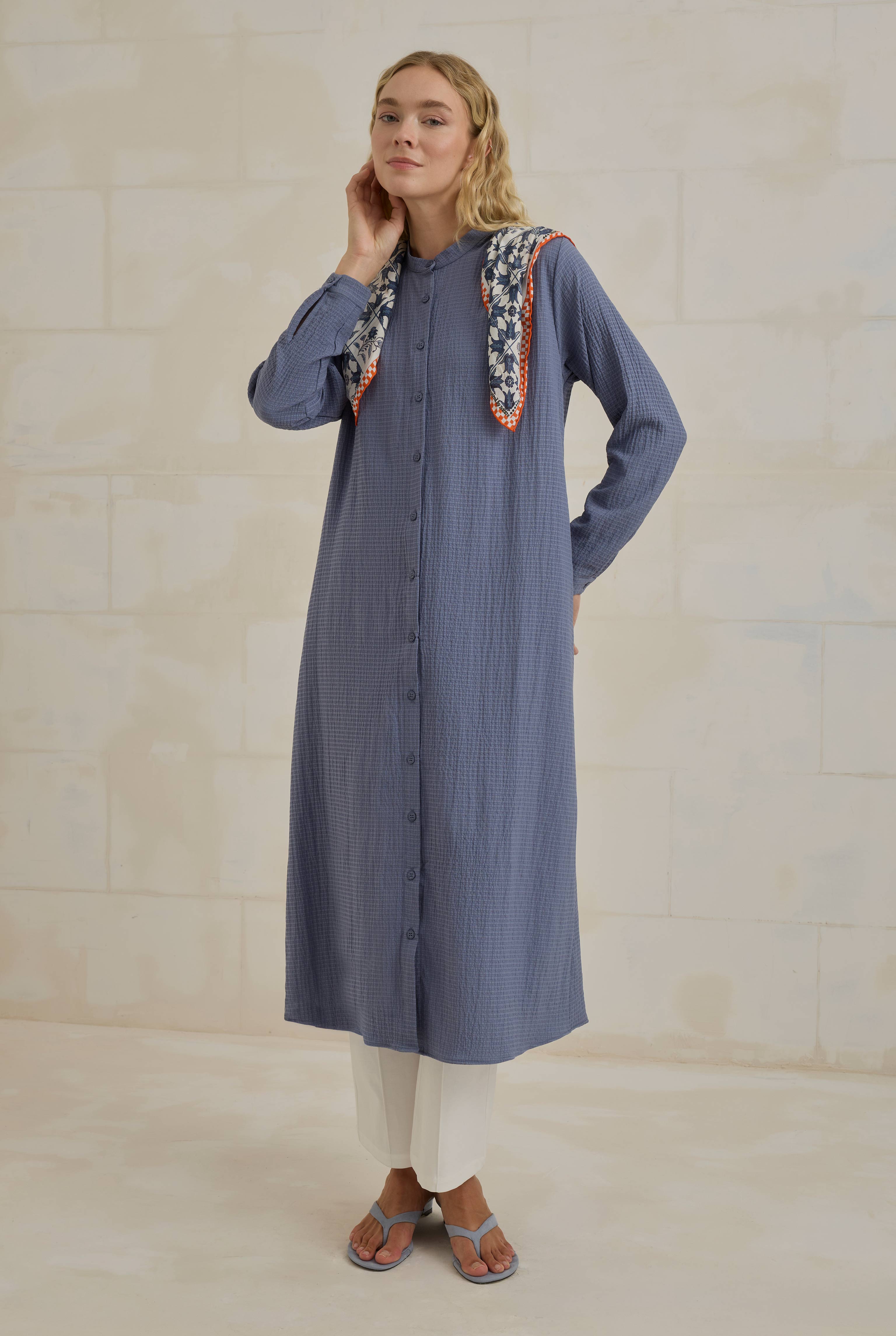 Crinkle Shirt Horizon Blue - HE-QA
