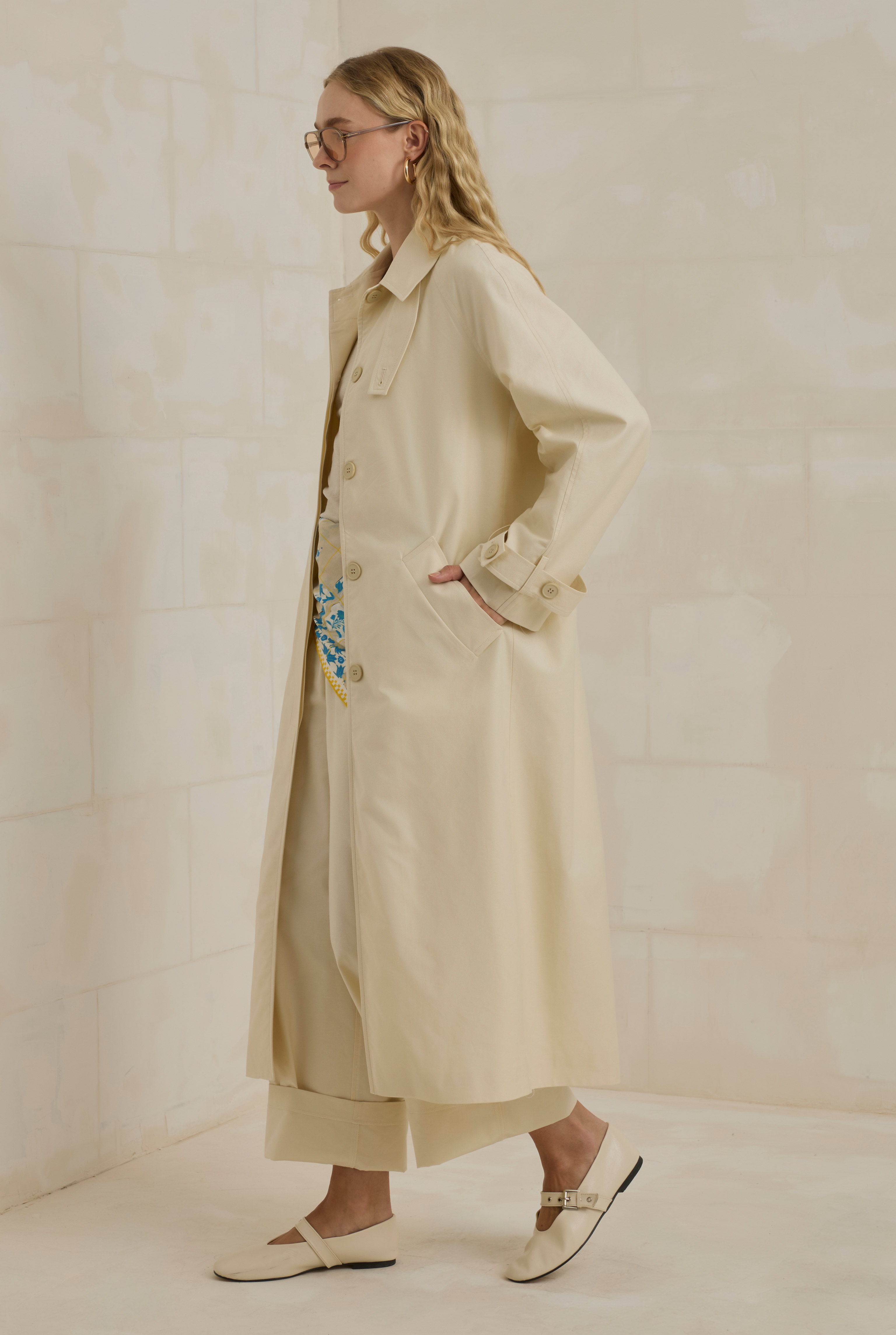 Gabardine Trenchcoat Ecru - 4