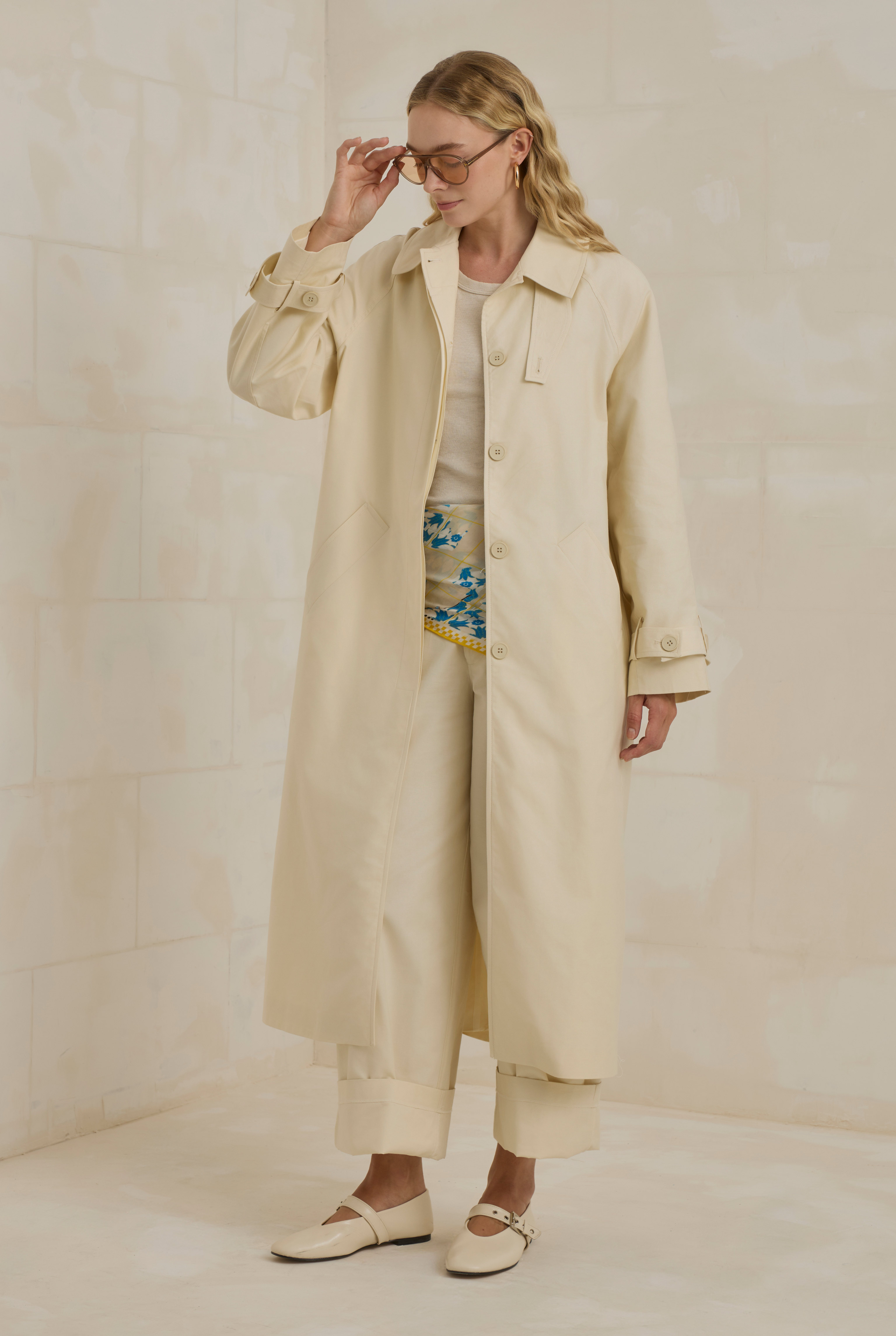 Gabardine Trenchcoat Ecru - HE-QA