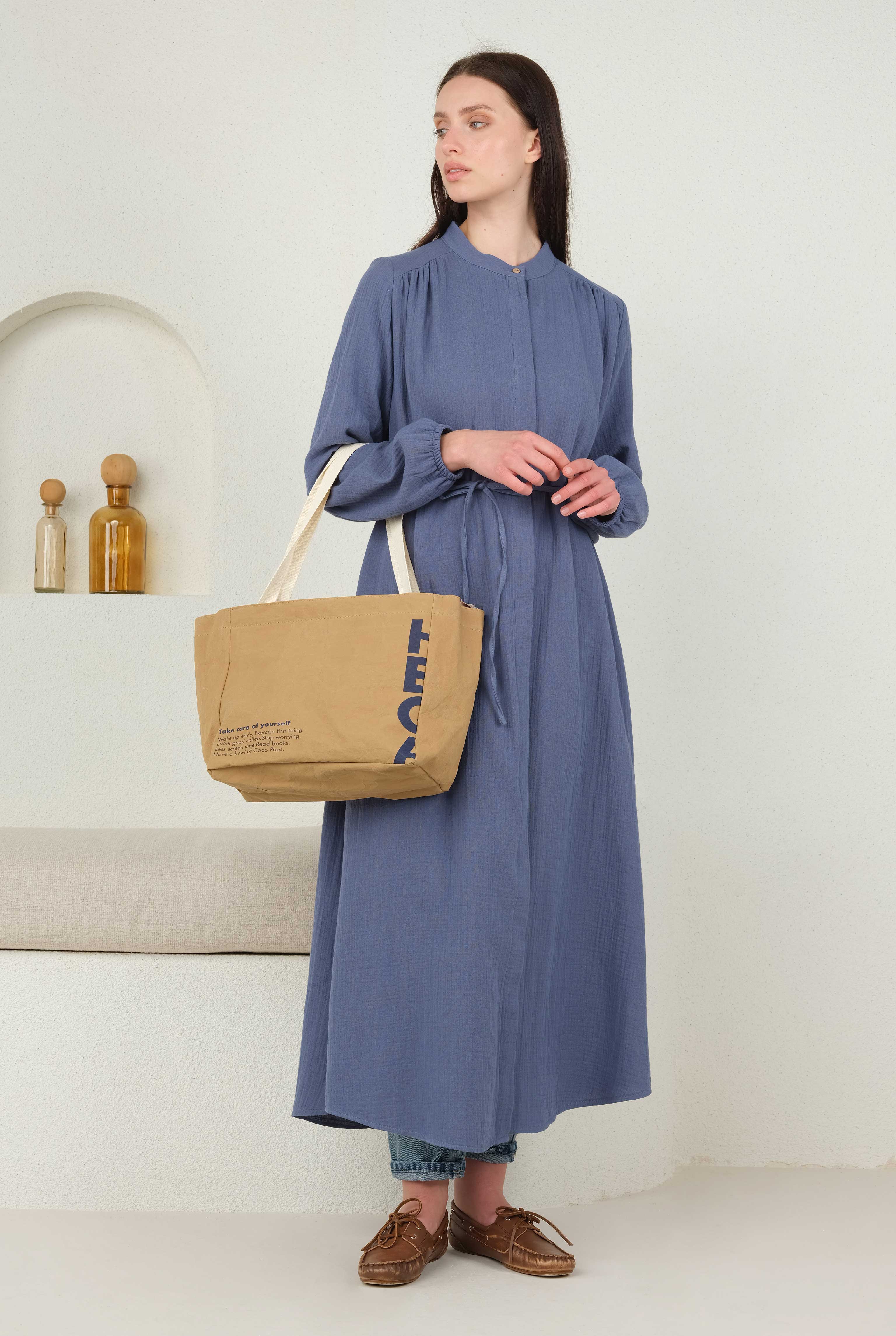 Long Muslin Shirt Horizon Blue - 2