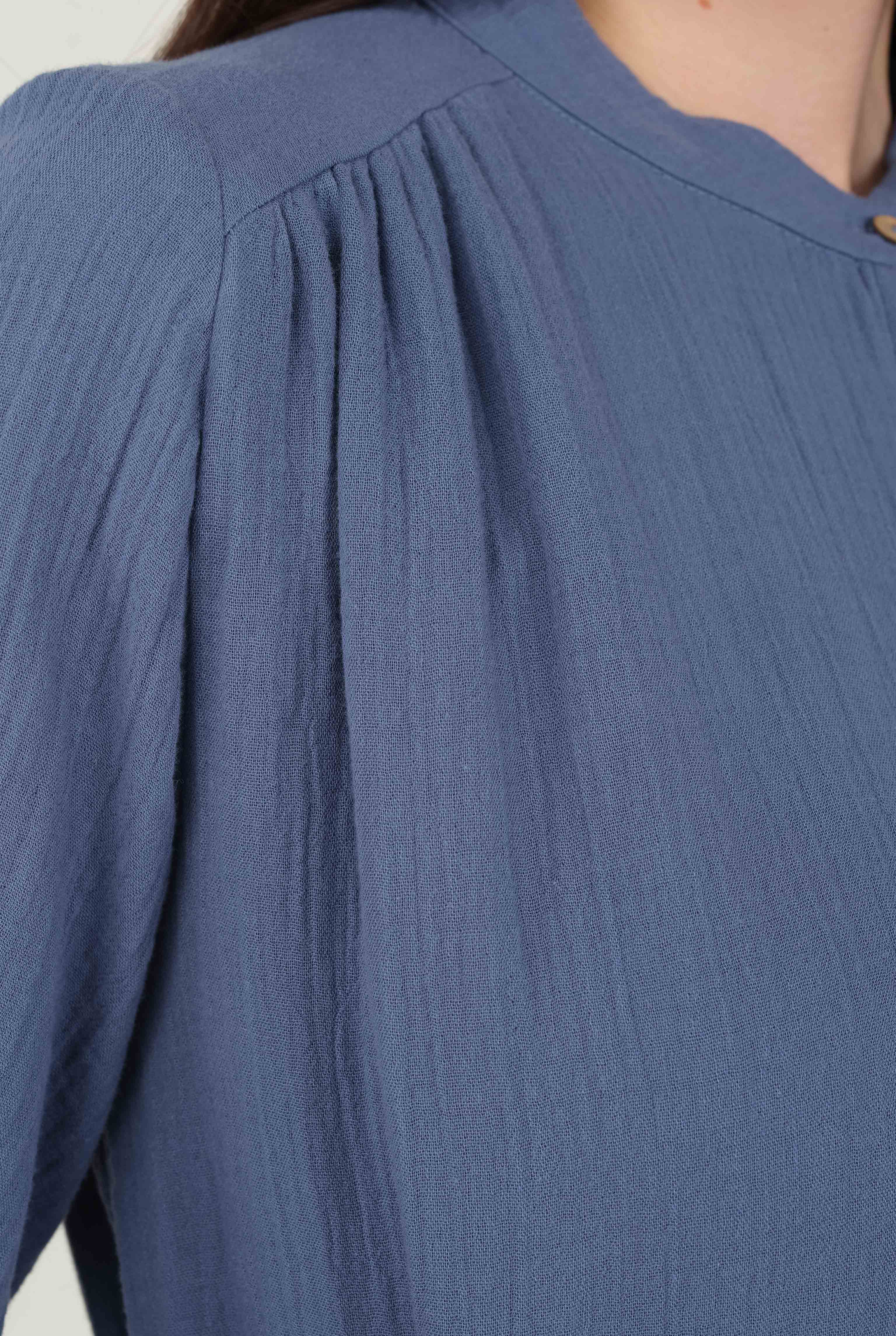 Long Muslin Shirt Horizon Blue - 5