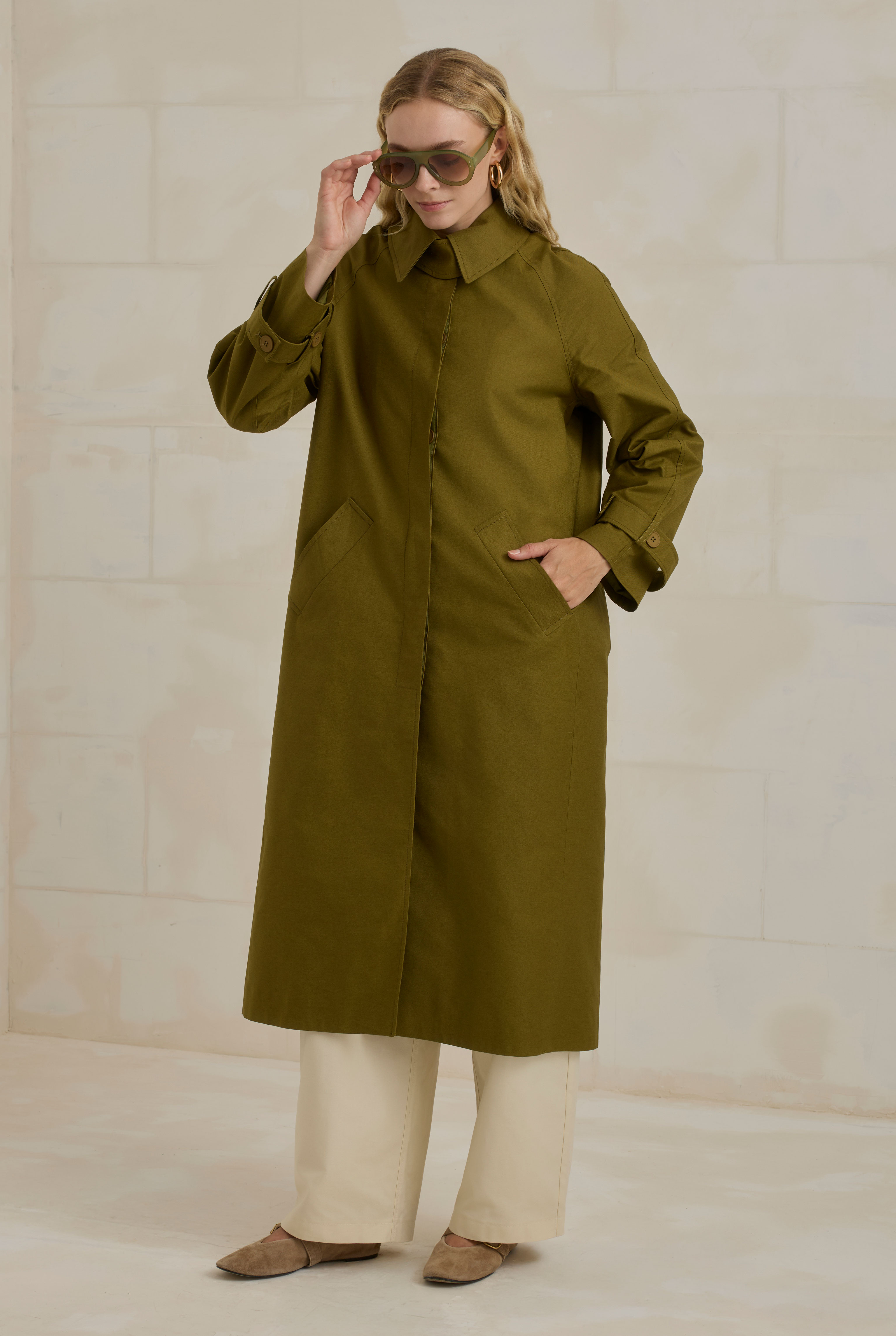 Gabardine Trenchcoat Oil Green - 2