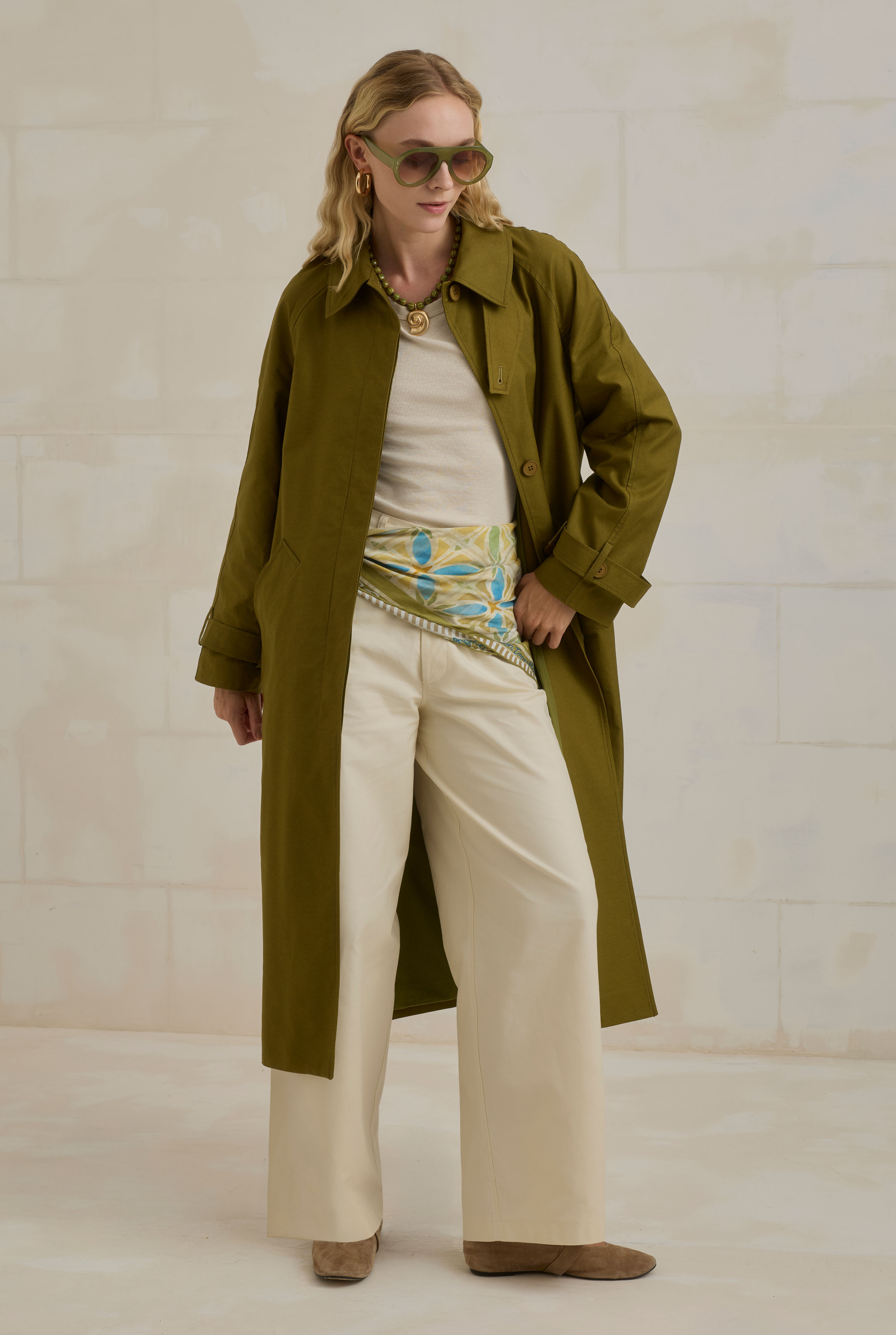 Gabardine Trenchcoat Oil Green - 3