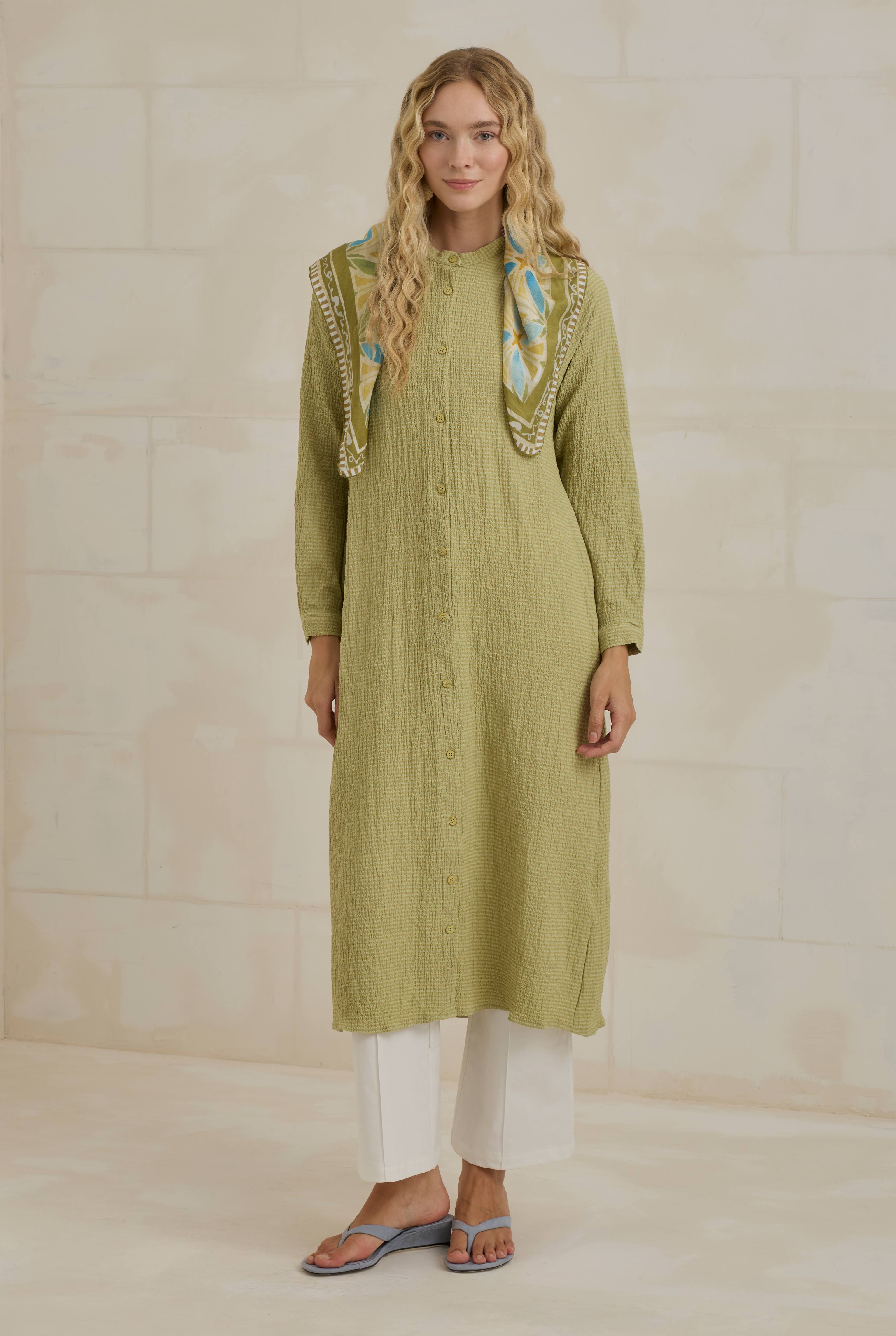 Crinkle Shirt Sage Green - HE-QA